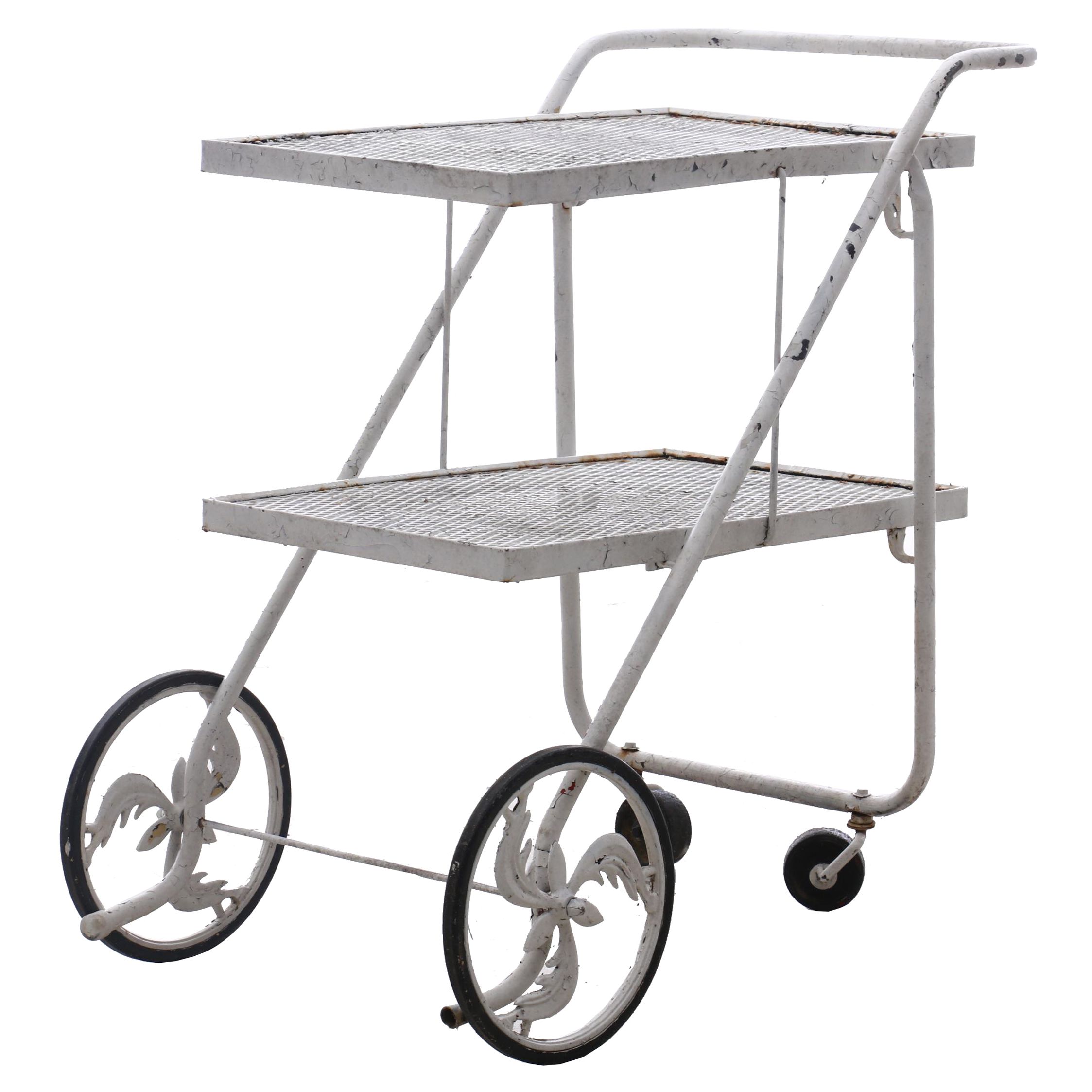 Cast Aluminum Mesh Garden Cart in White