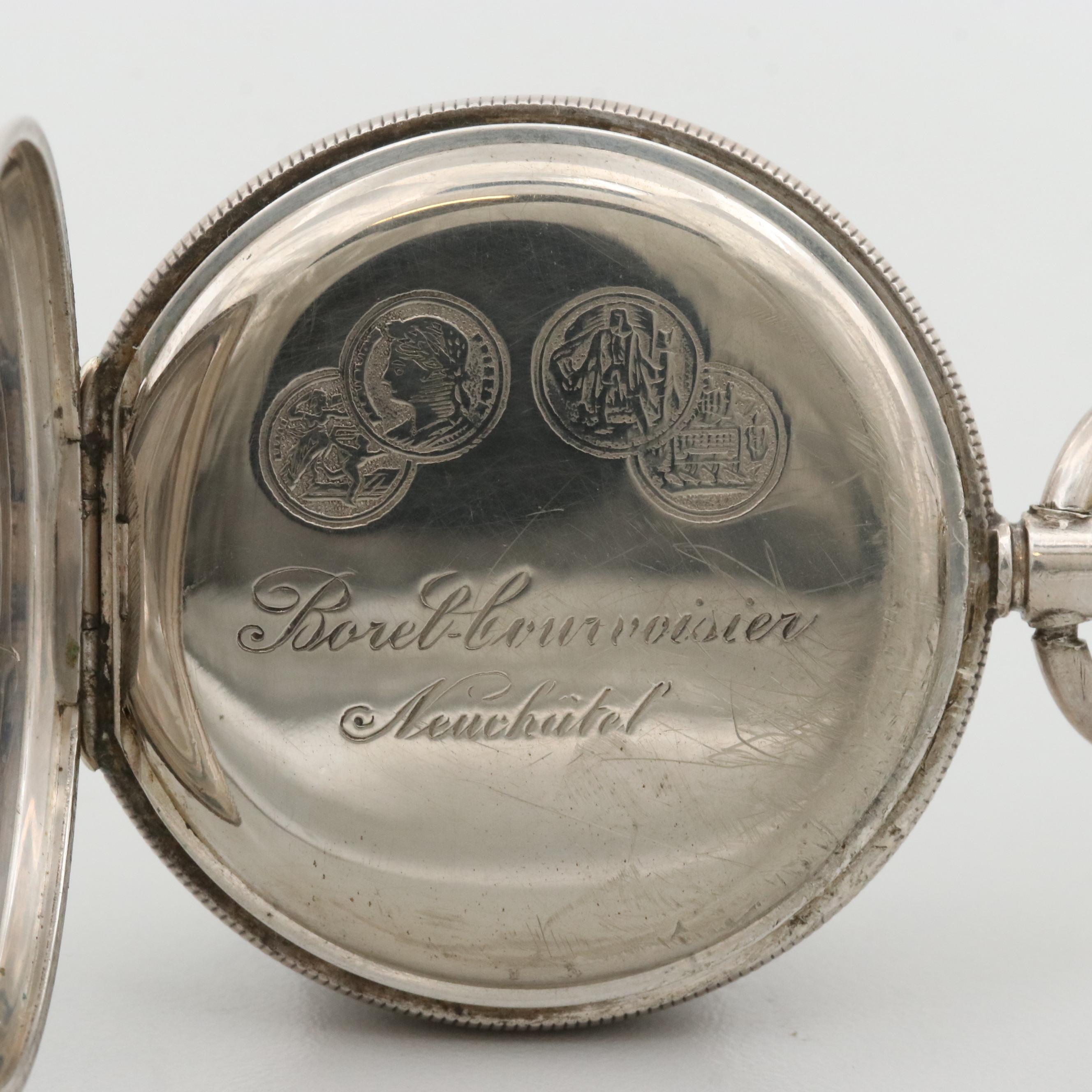 Antique Borel-Courvoisier Sterling Silver Chinese Market Pocket Watch