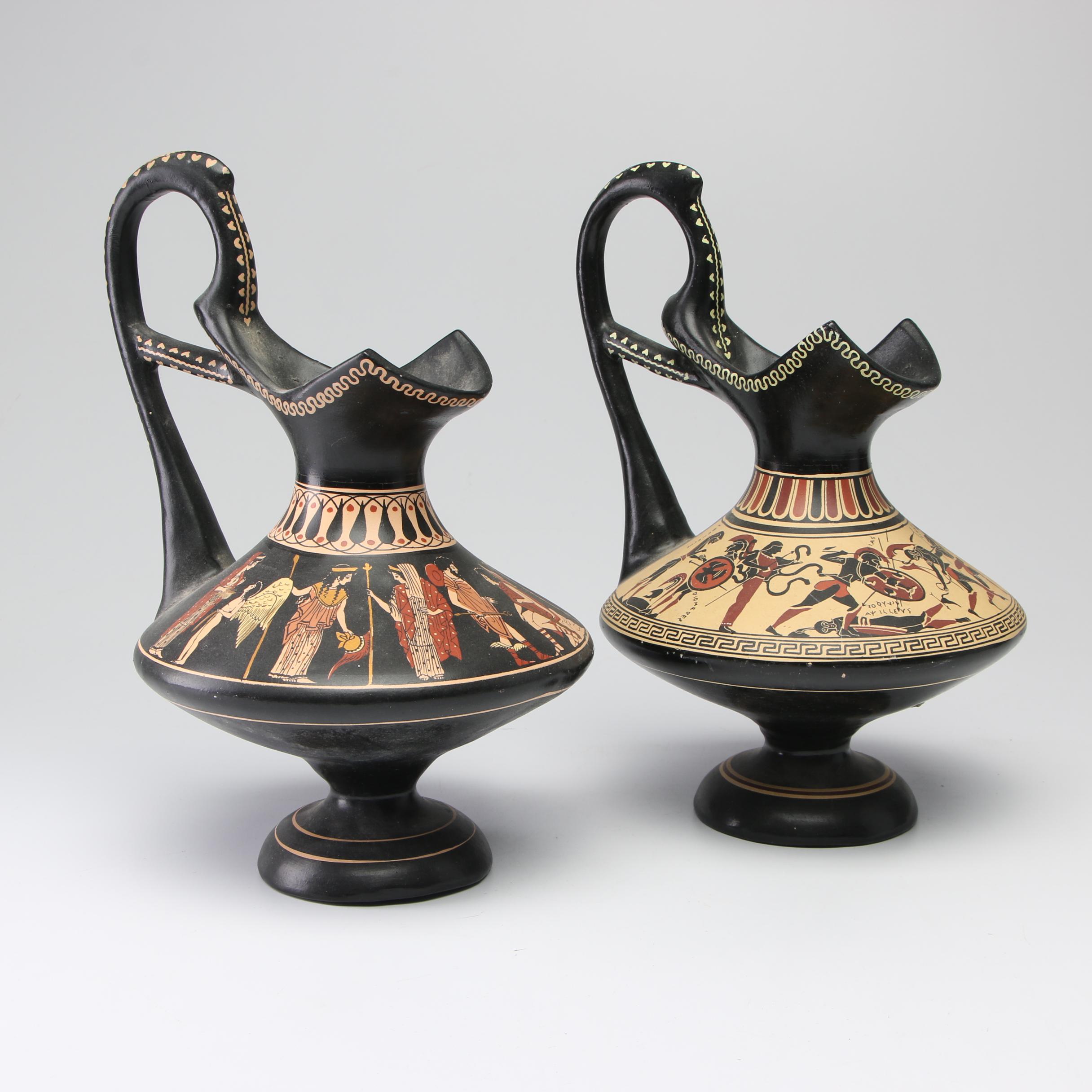 D. Vassilopoulos Greek Pottery Replica Ewers, 1960s