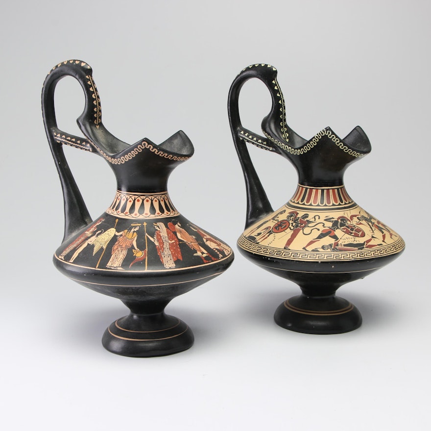 D. Vassilopoulos Greek Pottery Replica Ewers, 1960s