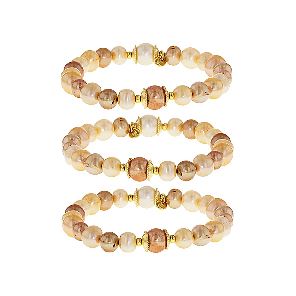 Sterling Silver Cultured Pearl Bracelet Set