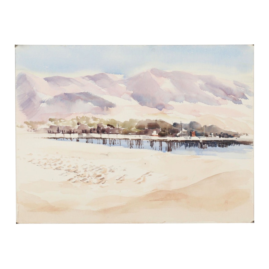 Late 20th Century Landscape Watercolor Painting