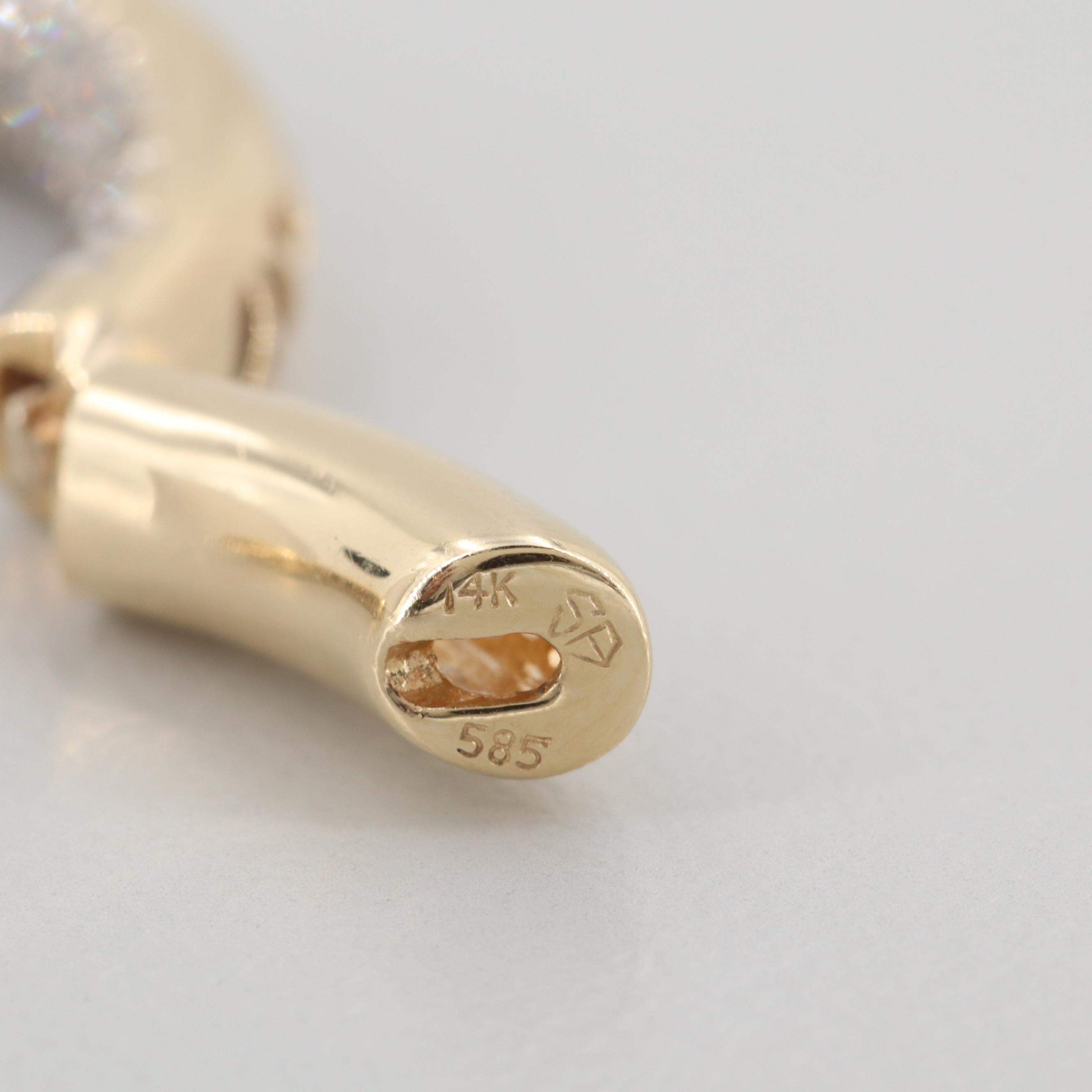 14K Yellow Gold 2.85 CTW Diamond Inside Out Huggie Hoop Earrings