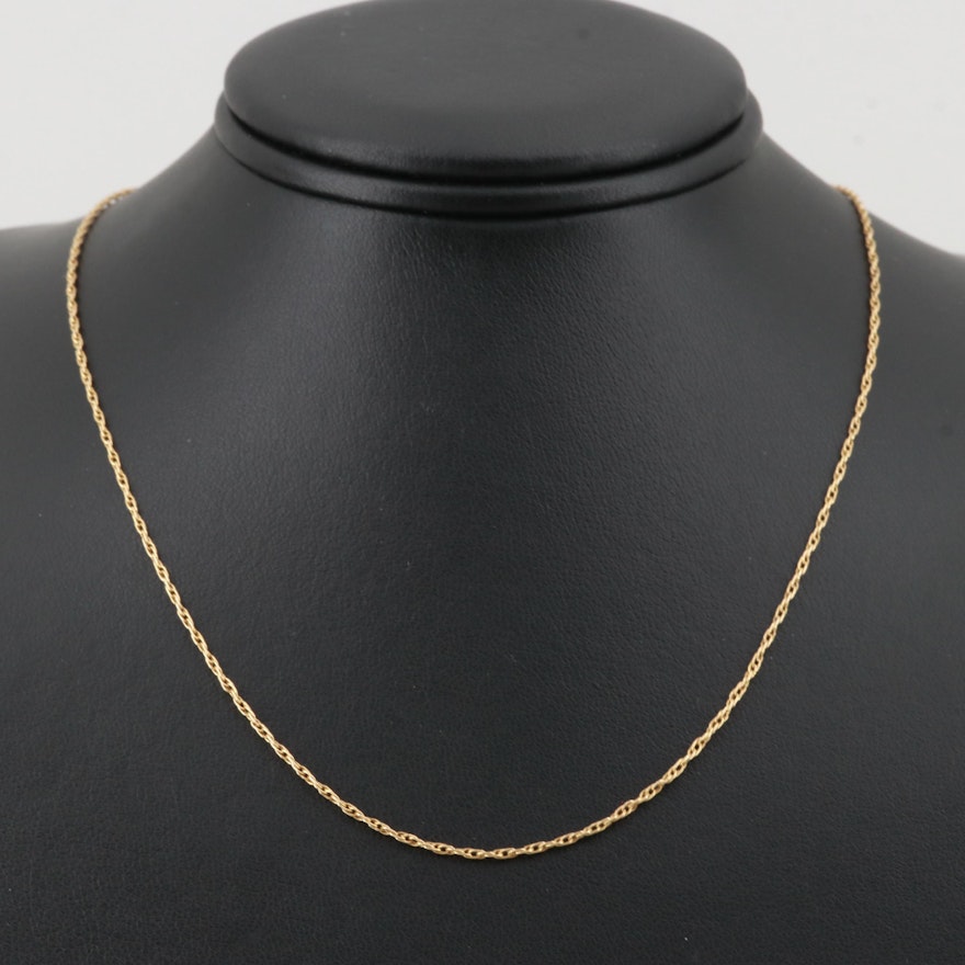 14K Yellow Gold Rope Chain Necklace