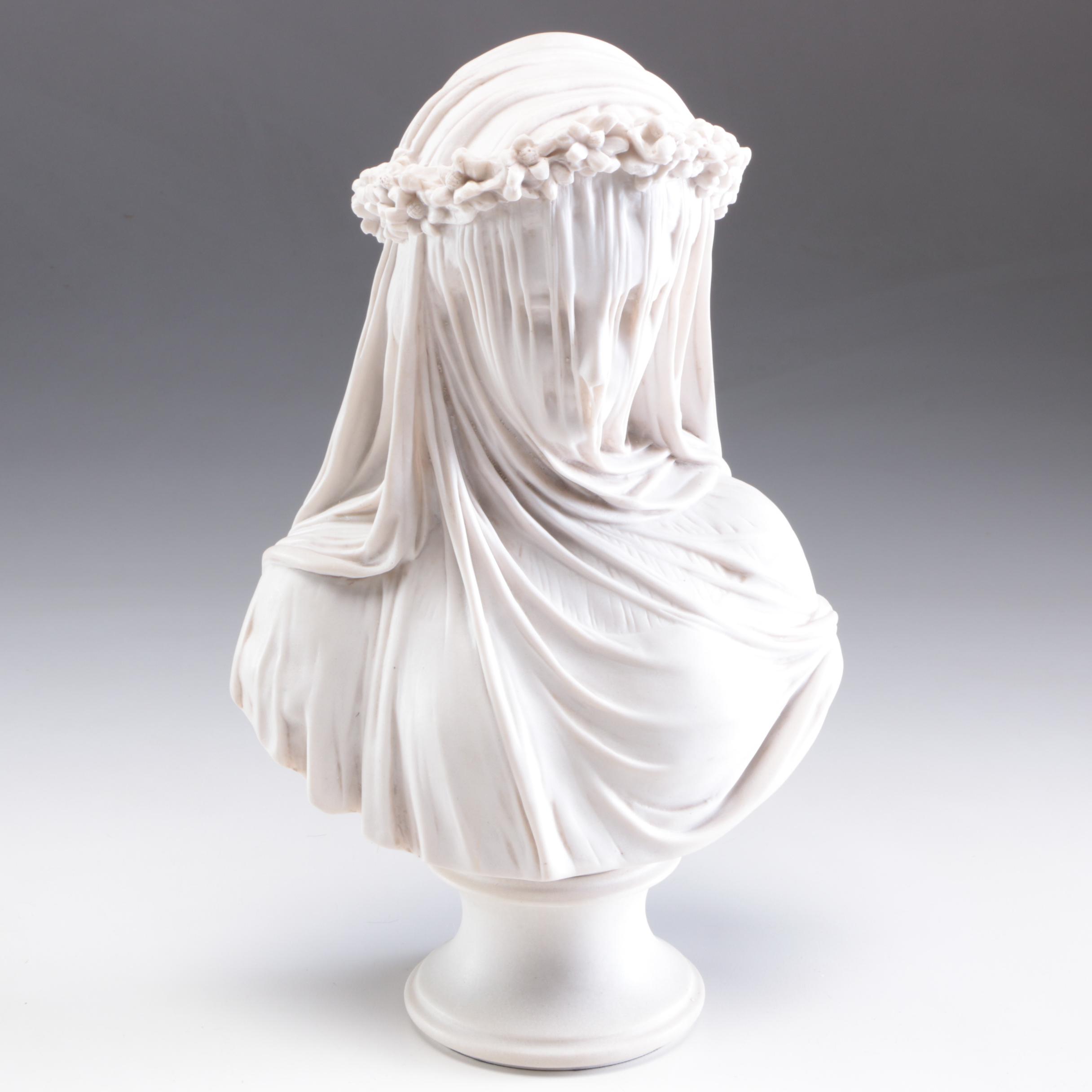 Contemporary Marble Sculpture of Veiled Lady, Signed A. Fur, Firenze