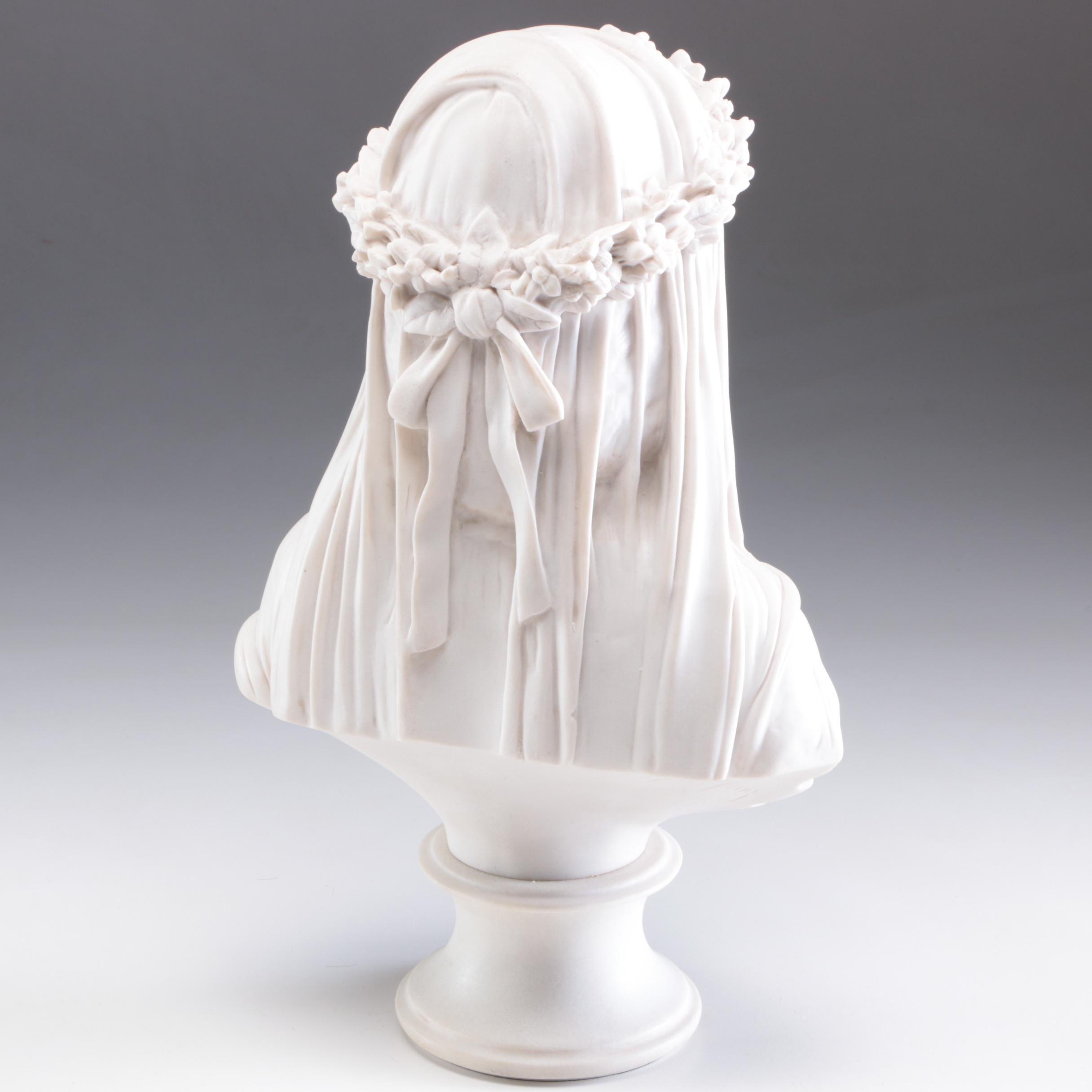 Contemporary Marble Sculpture of Veiled Lady, Signed A. Fur, Firenze