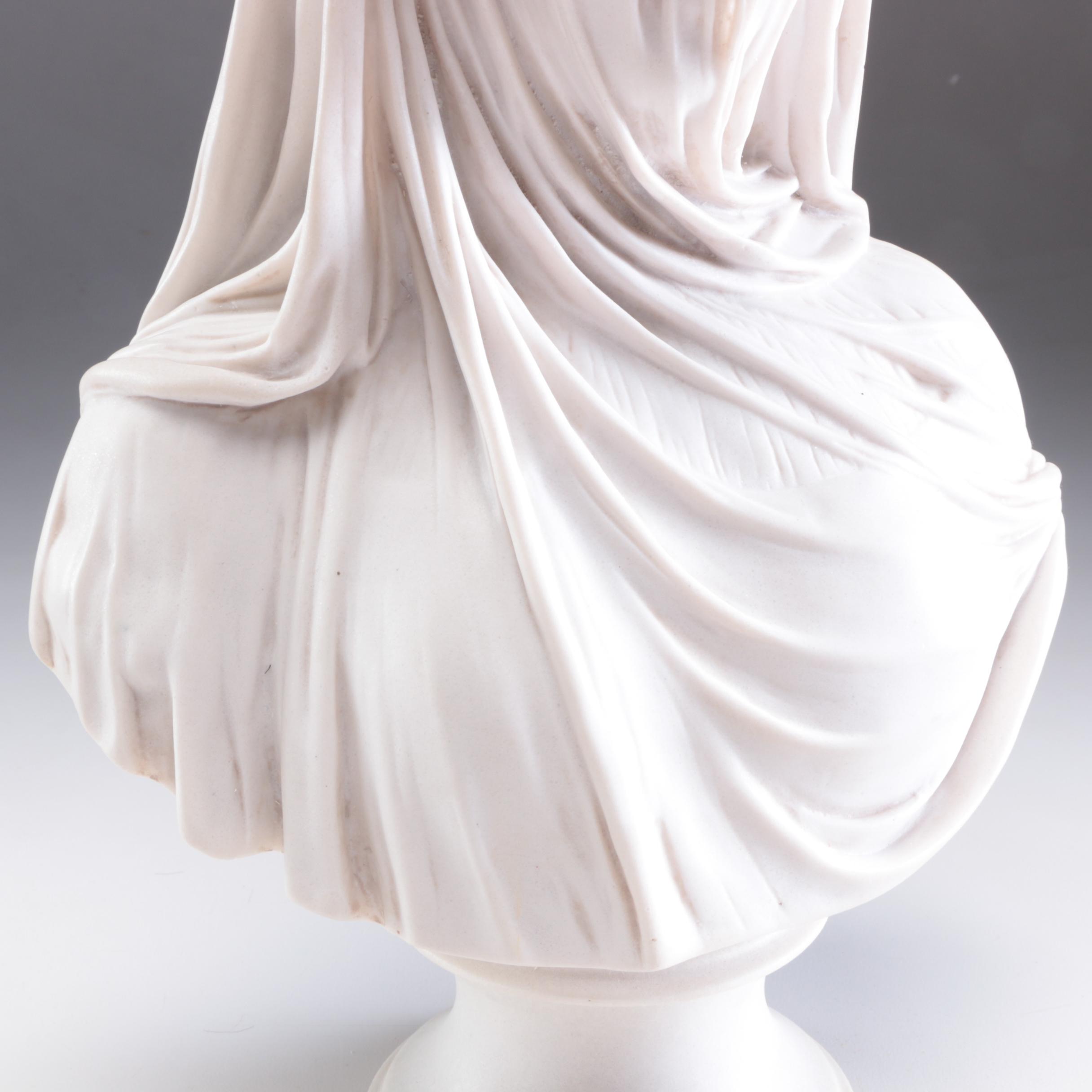 Contemporary Marble Sculpture of Veiled Lady, Signed A. Fur, Firenze