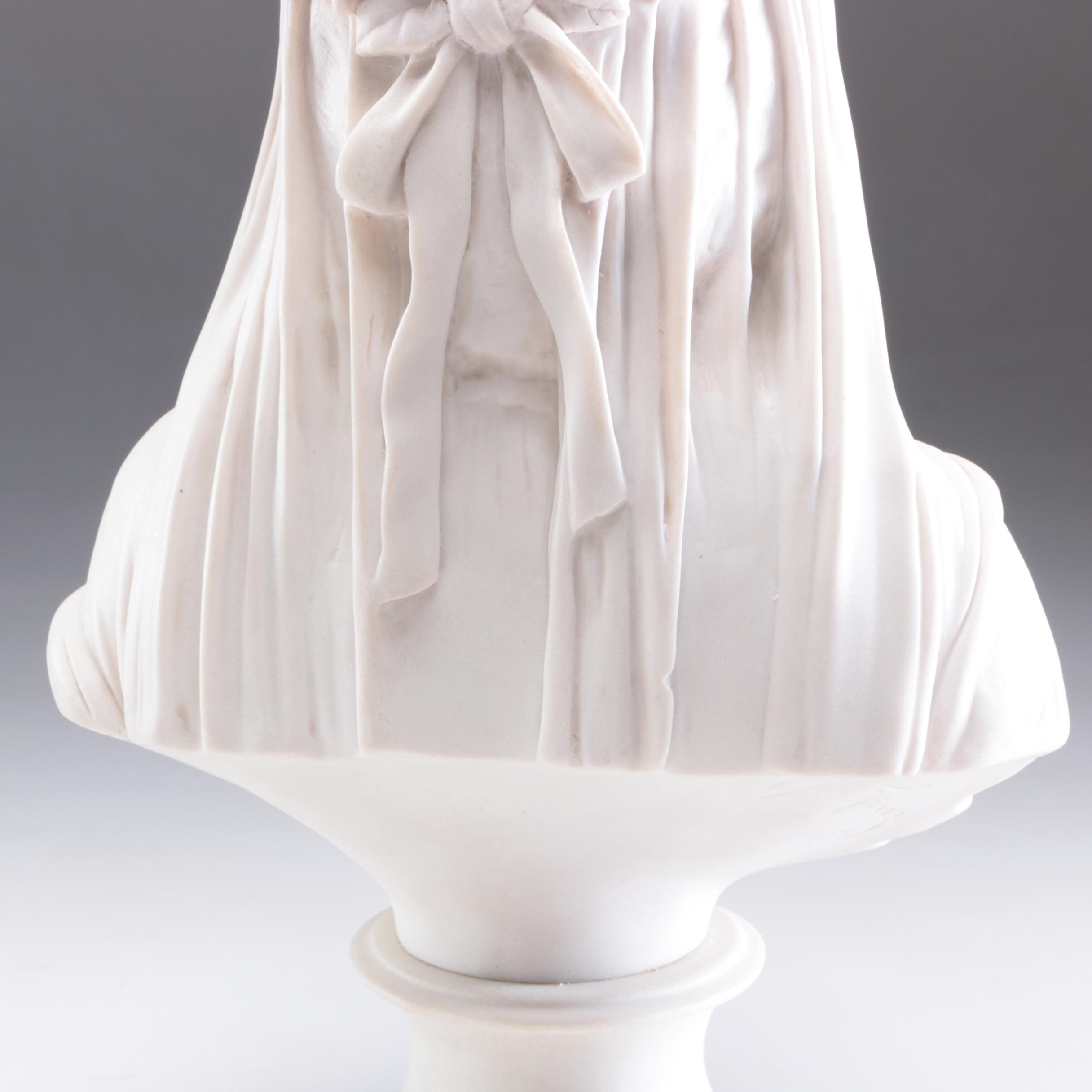 Contemporary Marble Sculpture of Veiled Lady, Signed A. Fur, Firenze