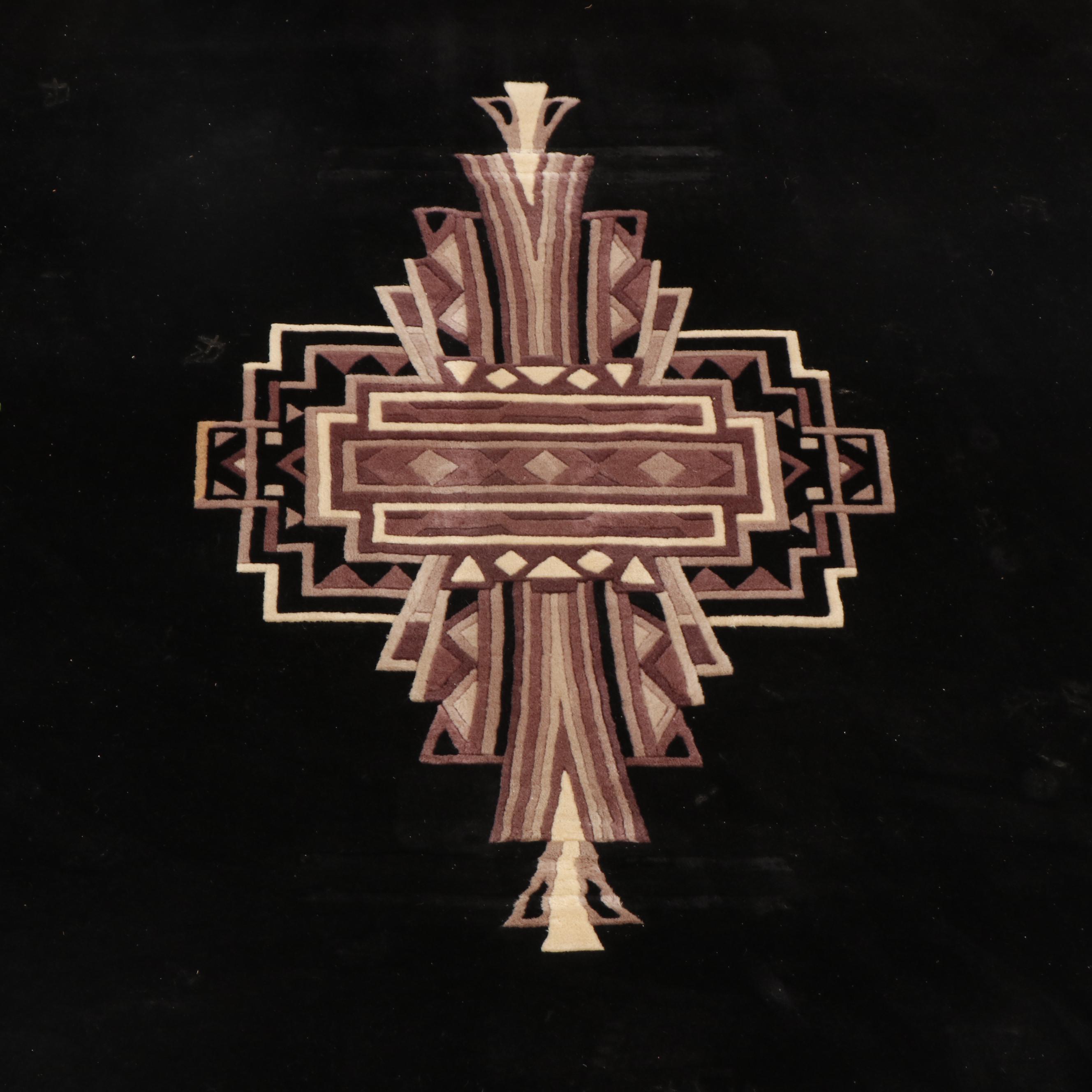 Chinese Power Loomed Art Deco Style Sculpted Area Rug