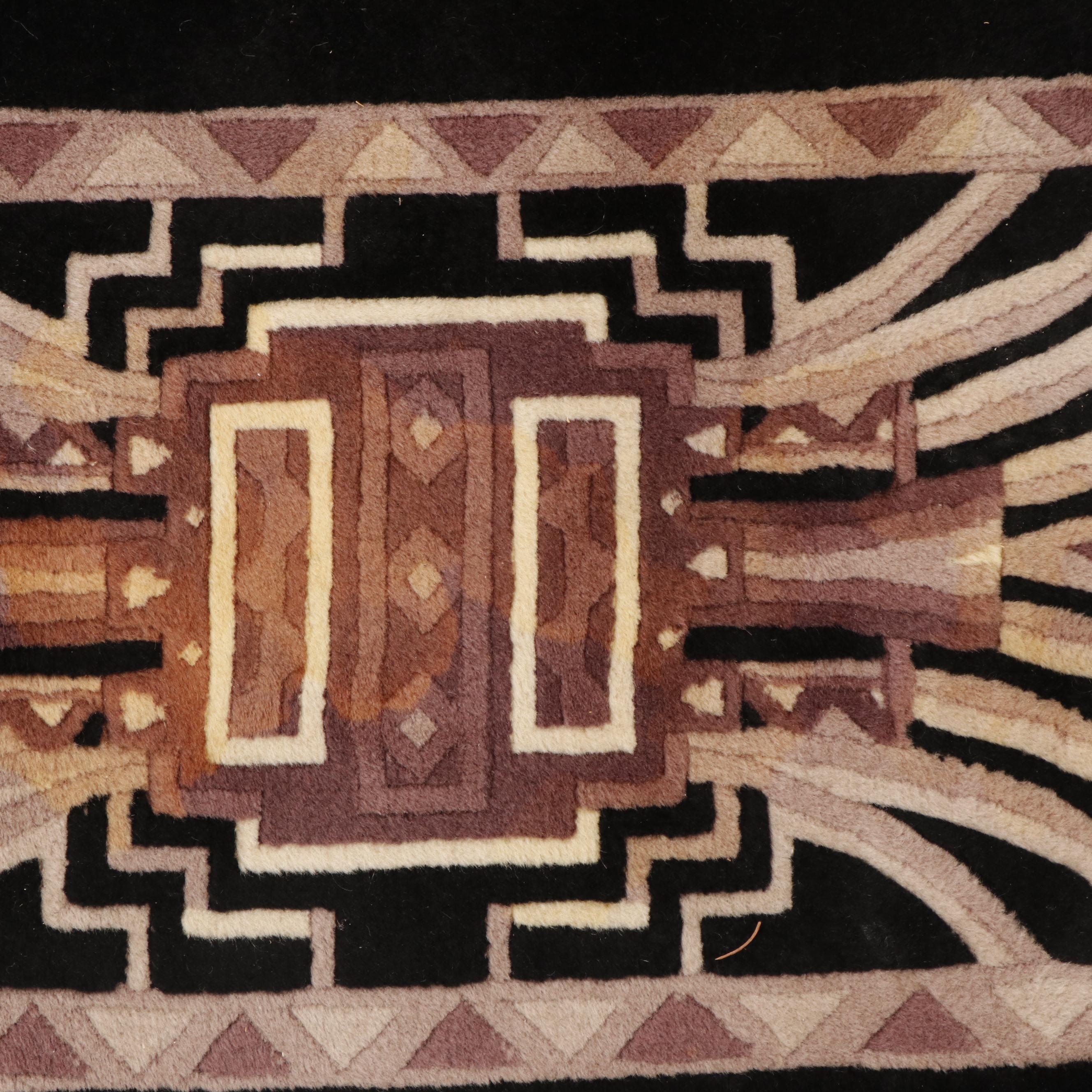 Chinese Power Loomed Art Deco Style Sculpted Area Rug