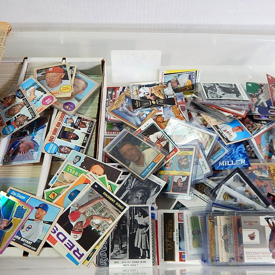 Tub of Mostly Baseball and Some Football Sports Cards, 1961 Topps W.Mays #150