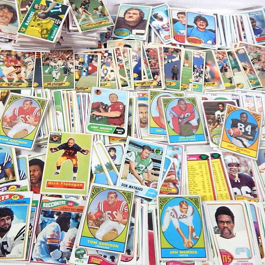 1960s thru 1980s Football Card Lot with Montana, Blanda, Payton - Over 500