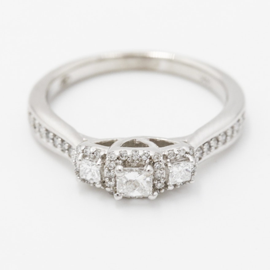 14K White Gold Diamond Ring