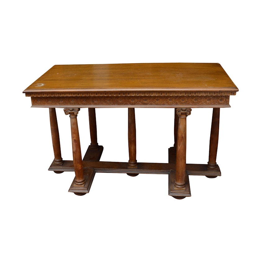 Late Victorian Neoclassical Style Walnut Library Table, Circa 1900