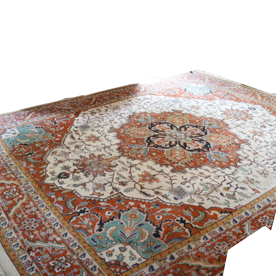 Hand-Knotted Indo-Persian Wool Room Size Rug