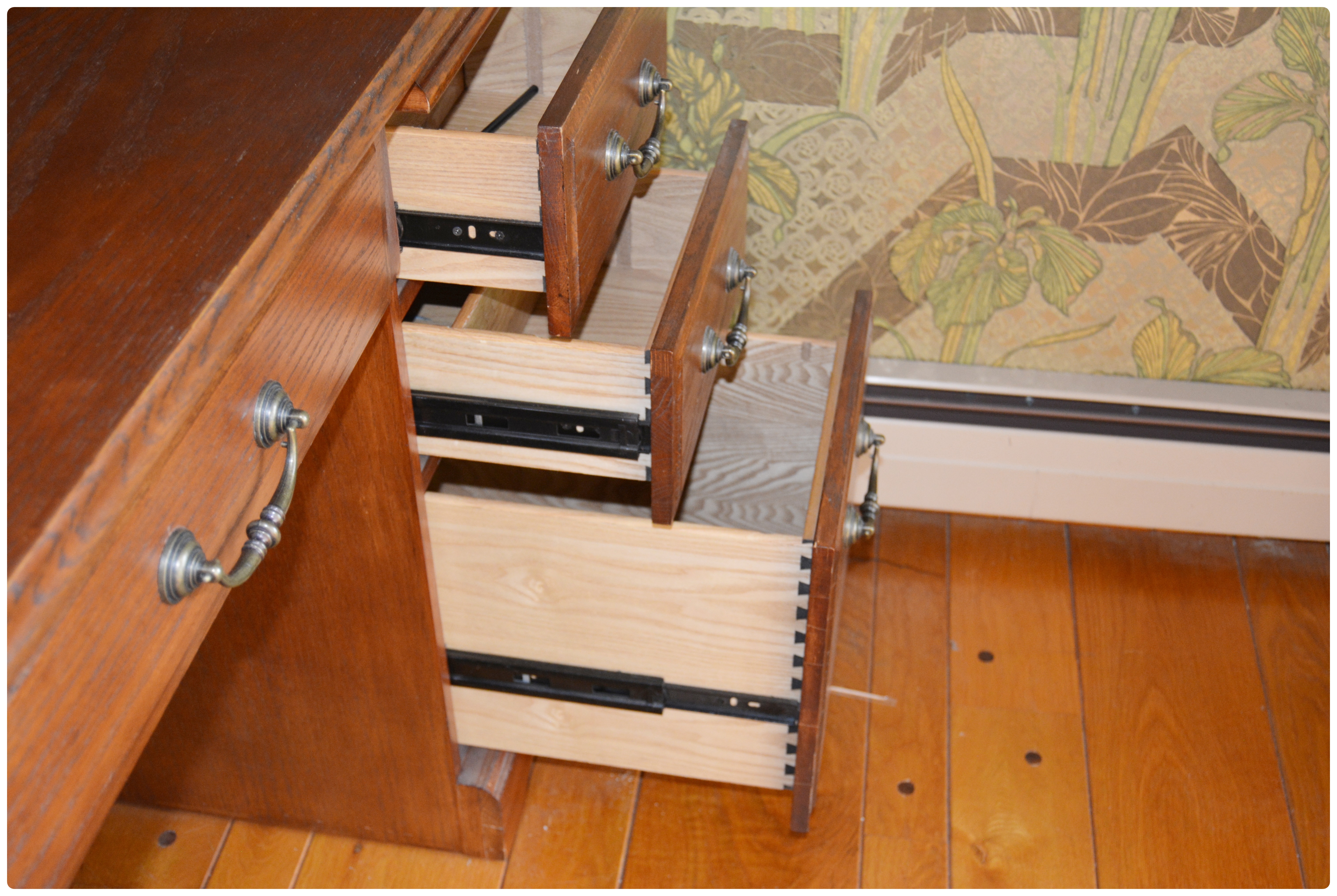 Whalen Oak Roll-Top Computer Desk, Contemporary