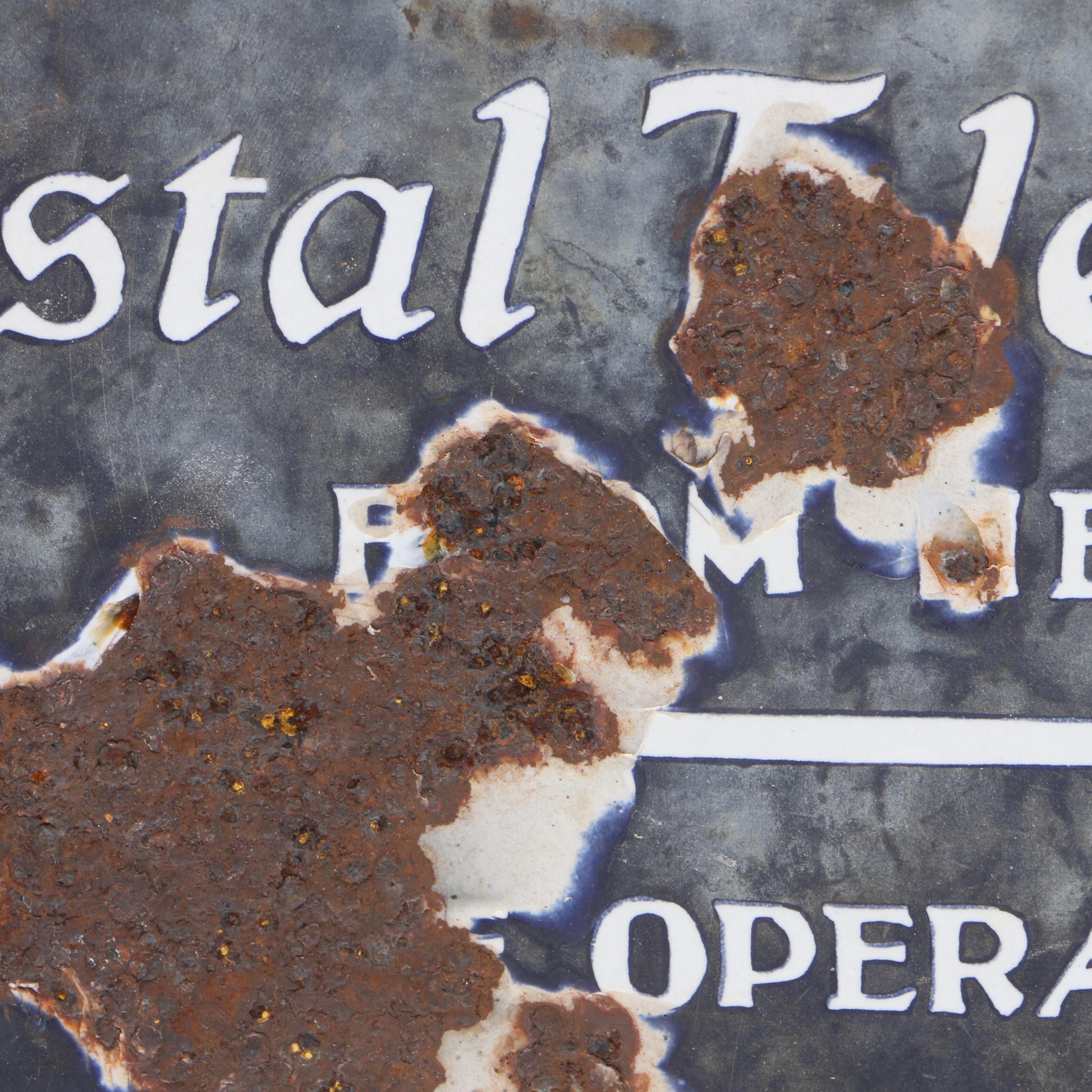 Postal Telegraph Flange Porcelain Double Sided Sign, Circa 1930s