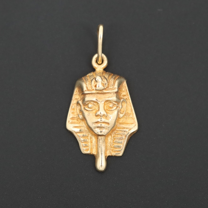 14K Yellow Gold Pharaoh Motif Pendant