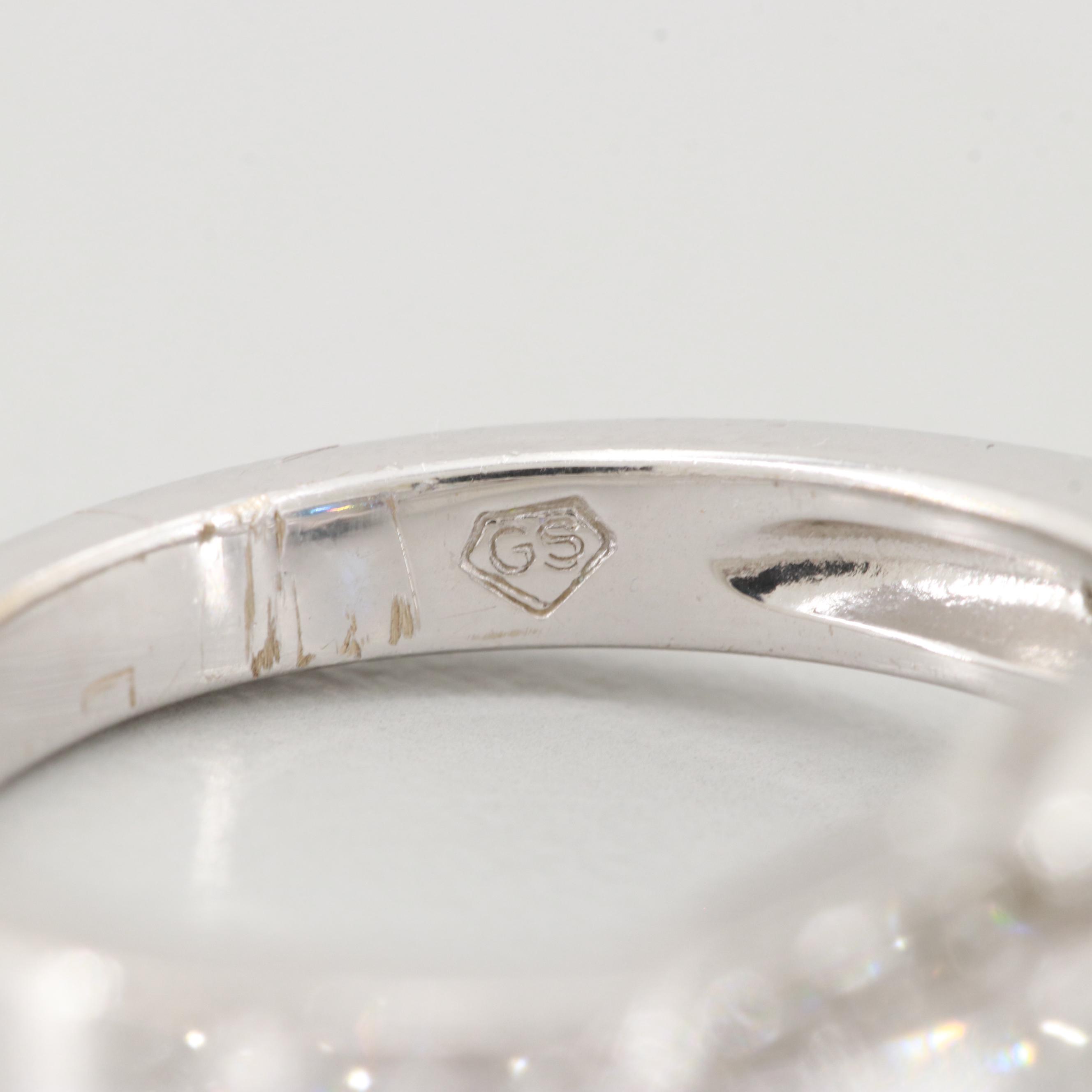 18K White Gold Blue Sapphire and Diamond Ring