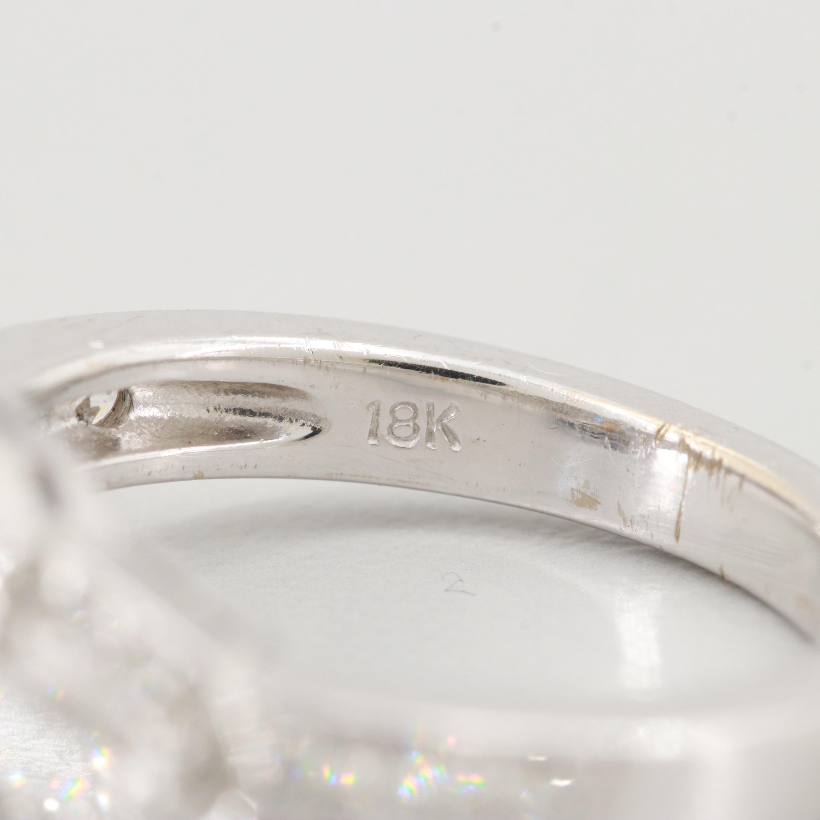 18K White Gold Blue Sapphire and Diamond Ring