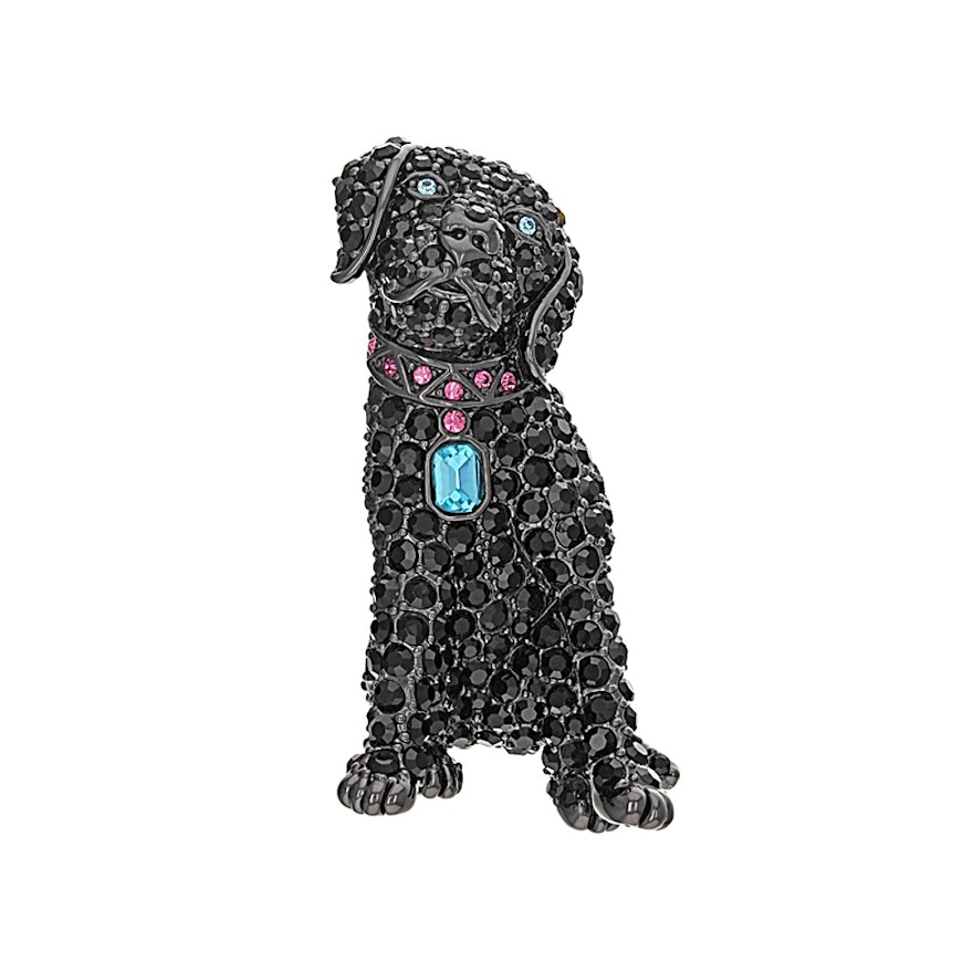 Costume Crystal Labrador Brooch