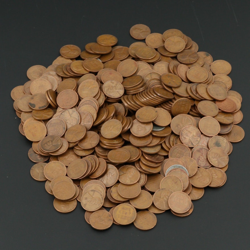 500 Various Lincoln Wheat Cents From The San Francisco Mint