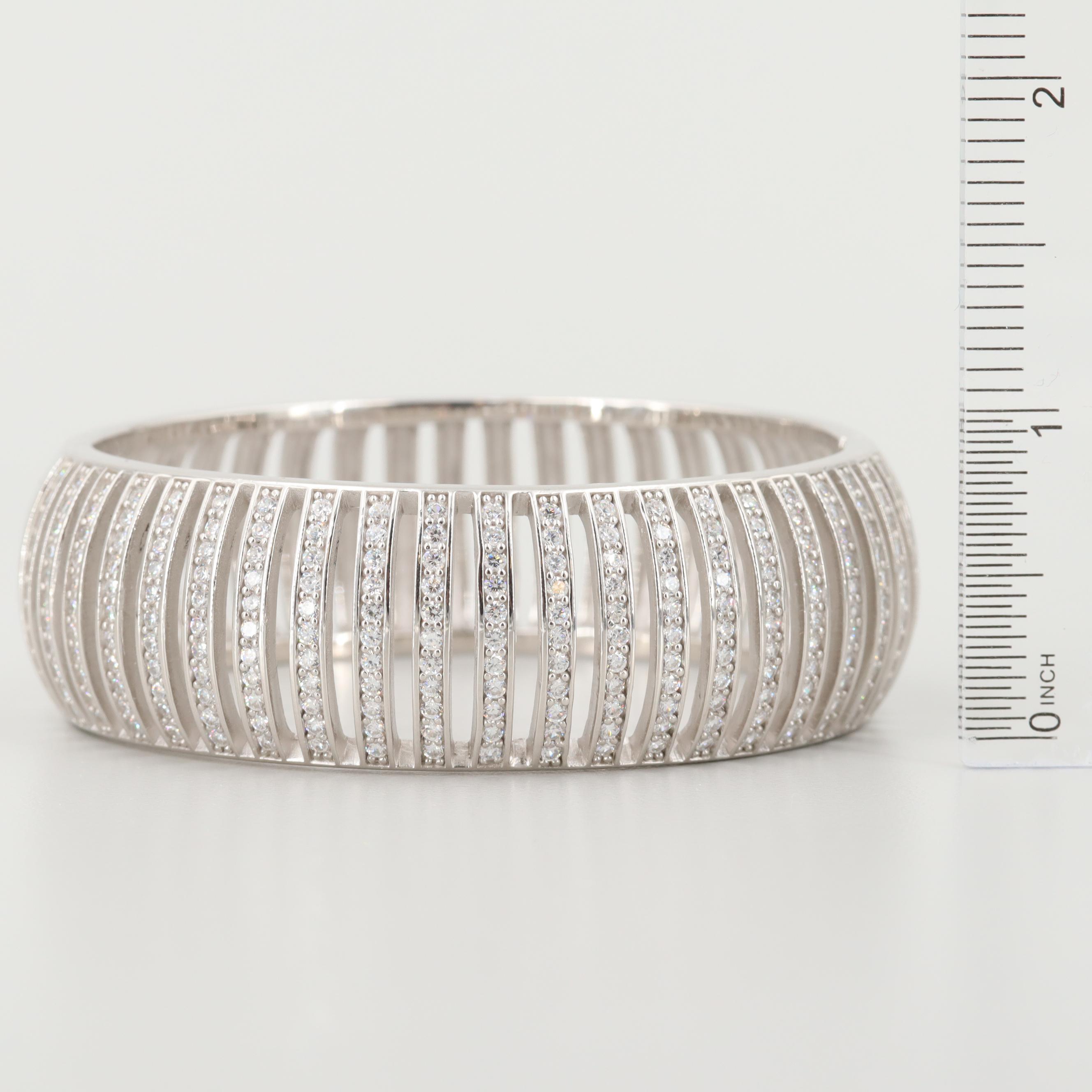 Sterling Silver Cubic Zirconia Bangle Bracelet