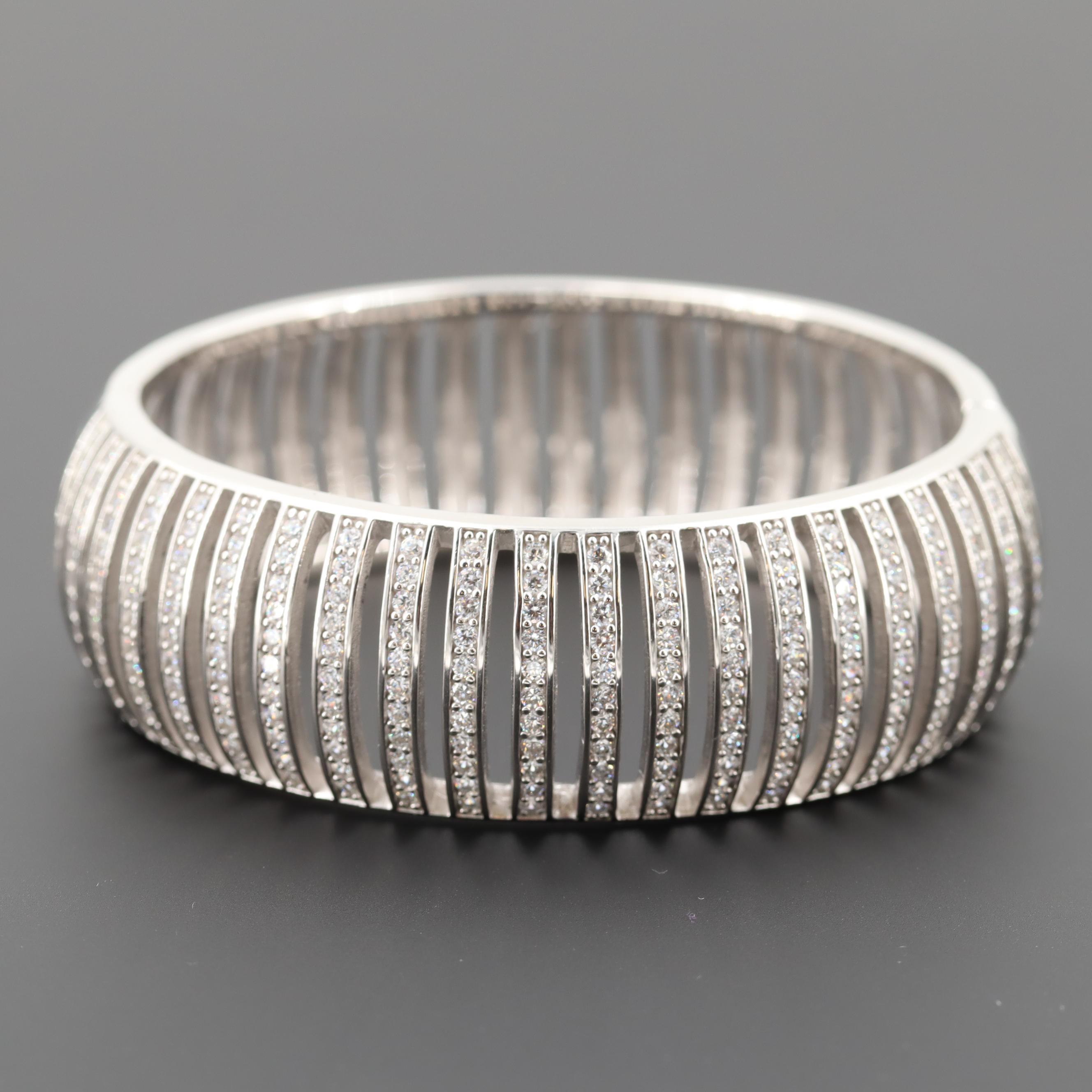 Sterling Silver Cubic Zirconia Bangle Bracelet
