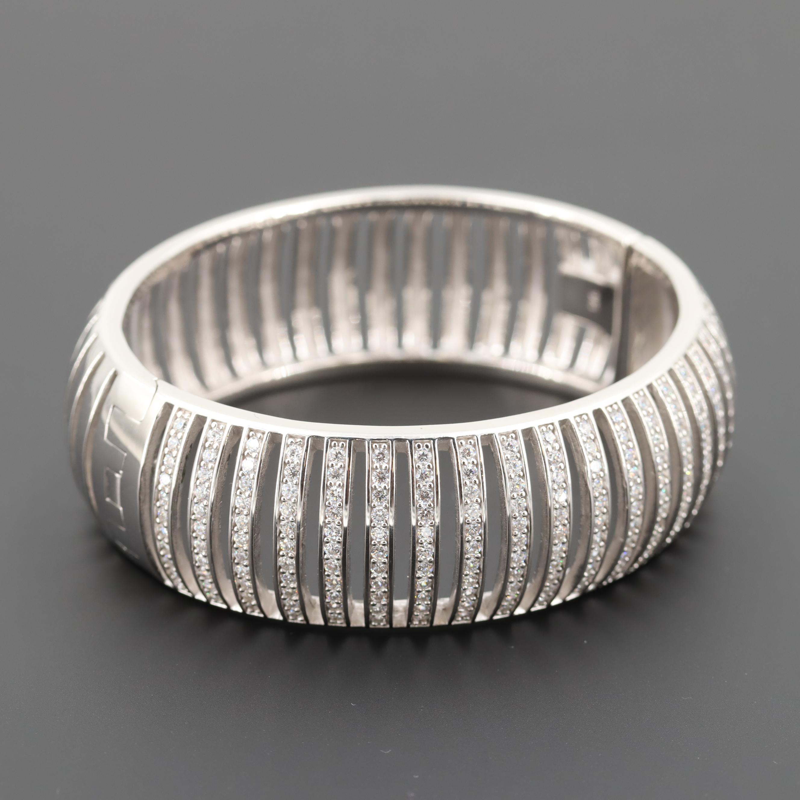 Sterling Silver Cubic Zirconia Bangle Bracelet