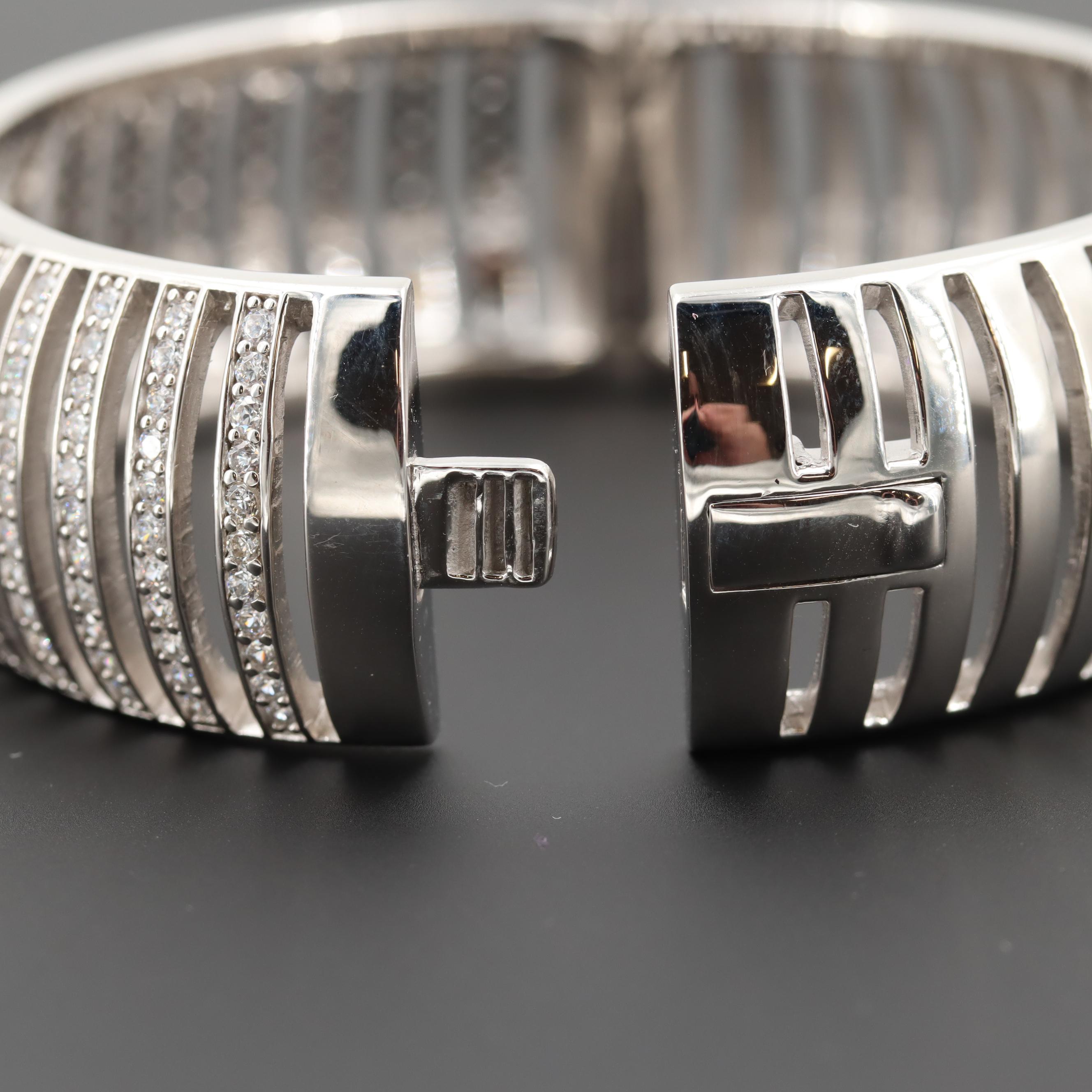 Sterling Silver Cubic Zirconia Bangle Bracelet