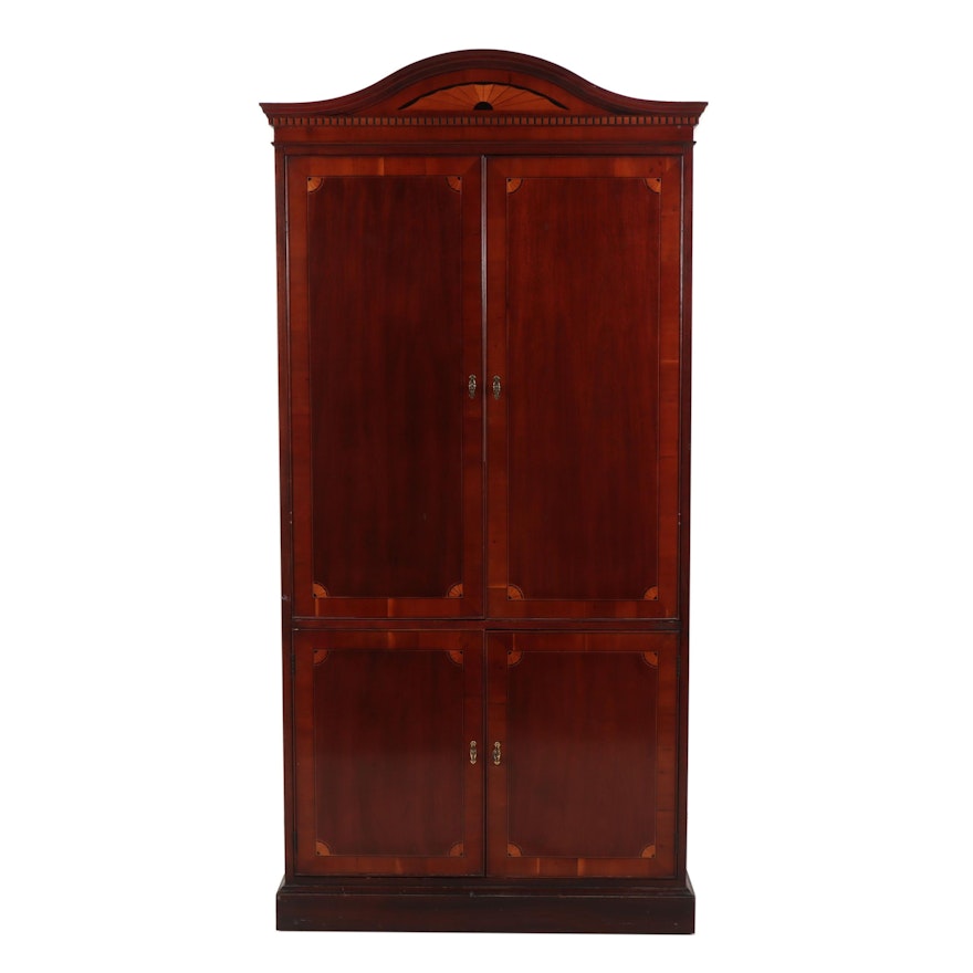 Transitional Georgian Style Hekman Mahogany and Wood Entertainment Cabinet