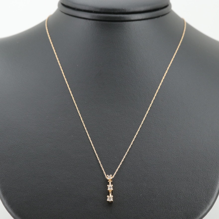 14K Yellow Gold Diamond Pendant Necklace