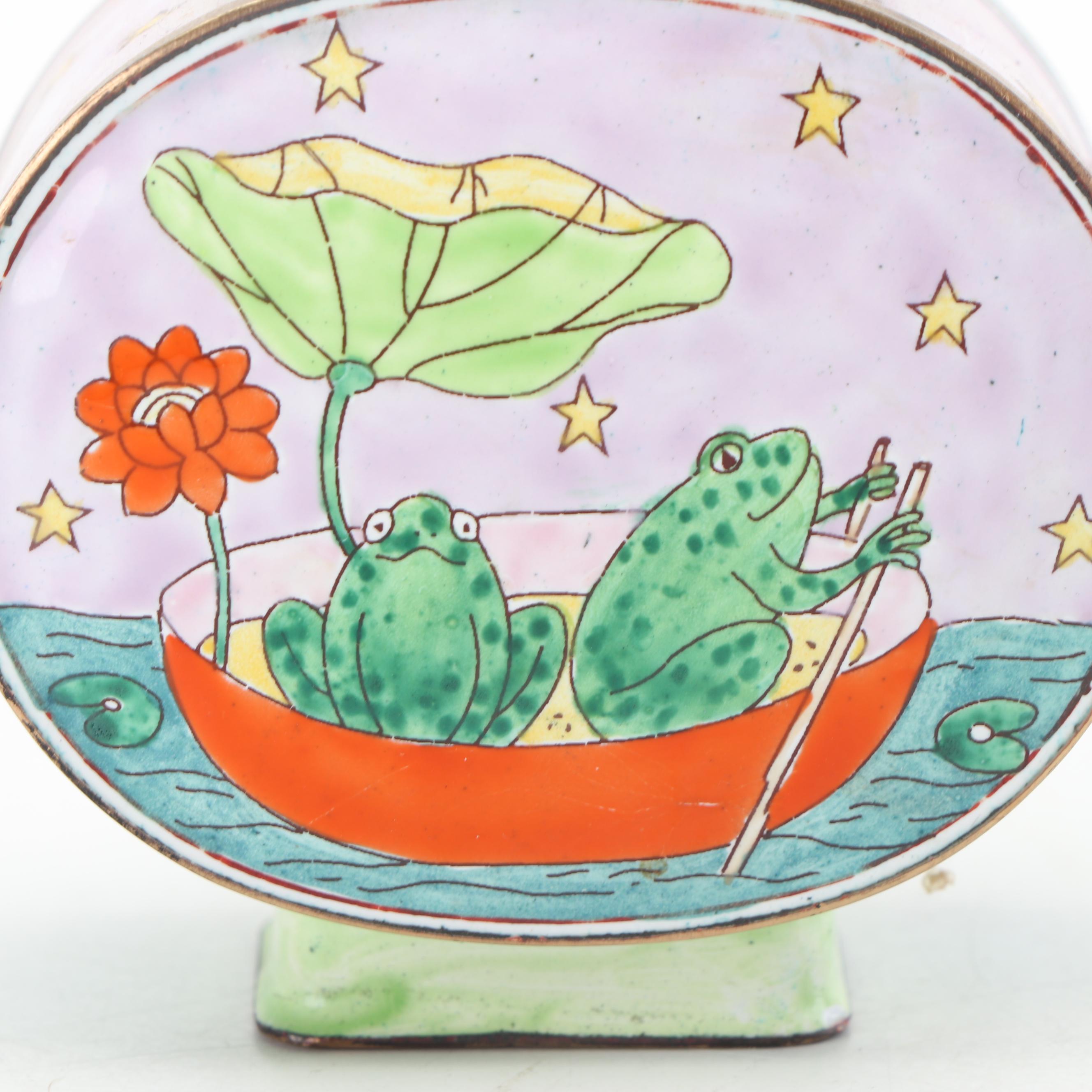 Kelvin Chen Enameled Frog Motif Miniature Teapots