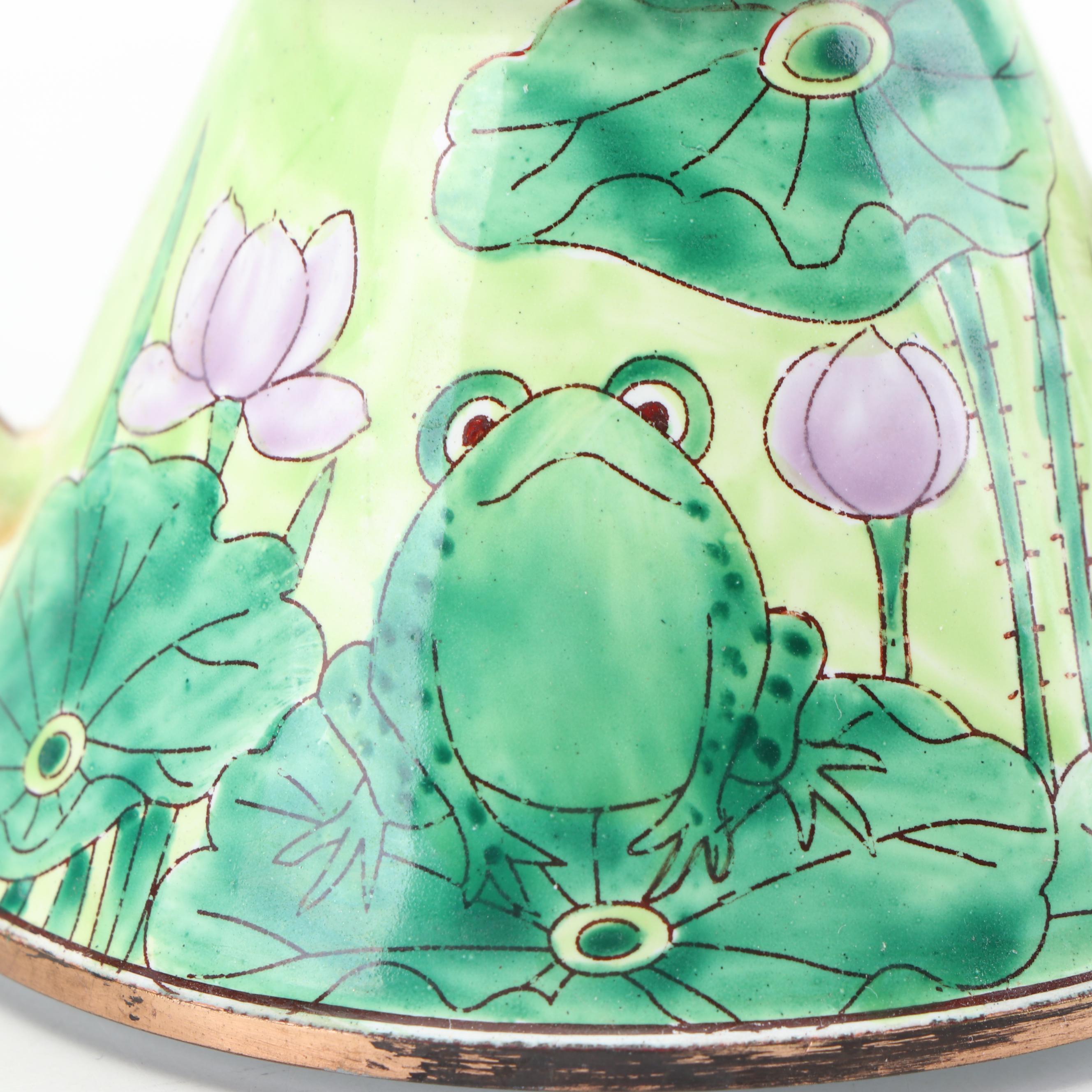 Kelvin Chen Enameled Frog Motif Miniature Teapots