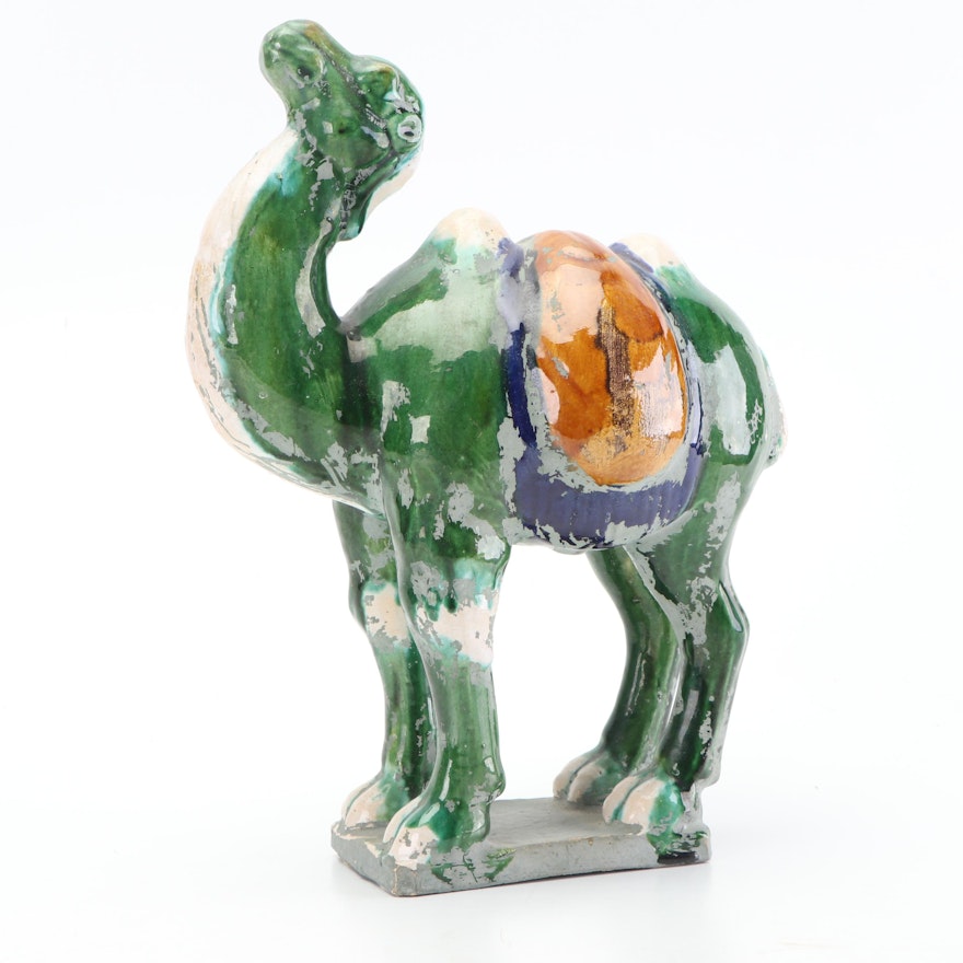 Glaze Drip Stoneware Camel Figurine