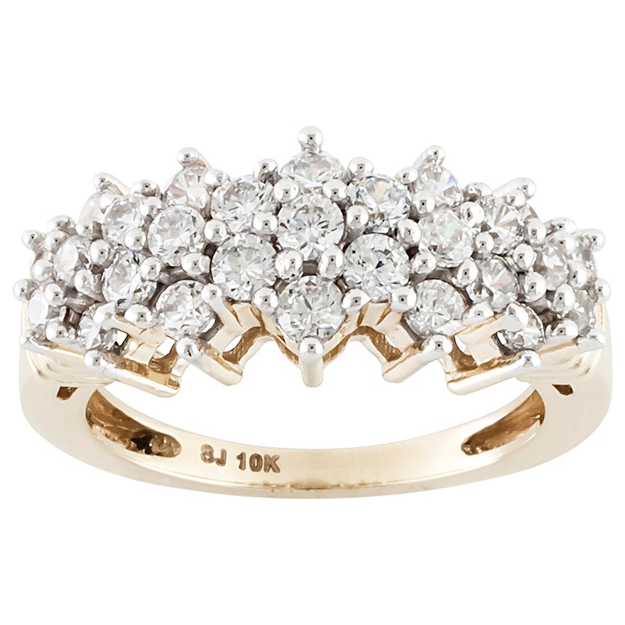 10K Yellow Gold Diamond Simulant Ring