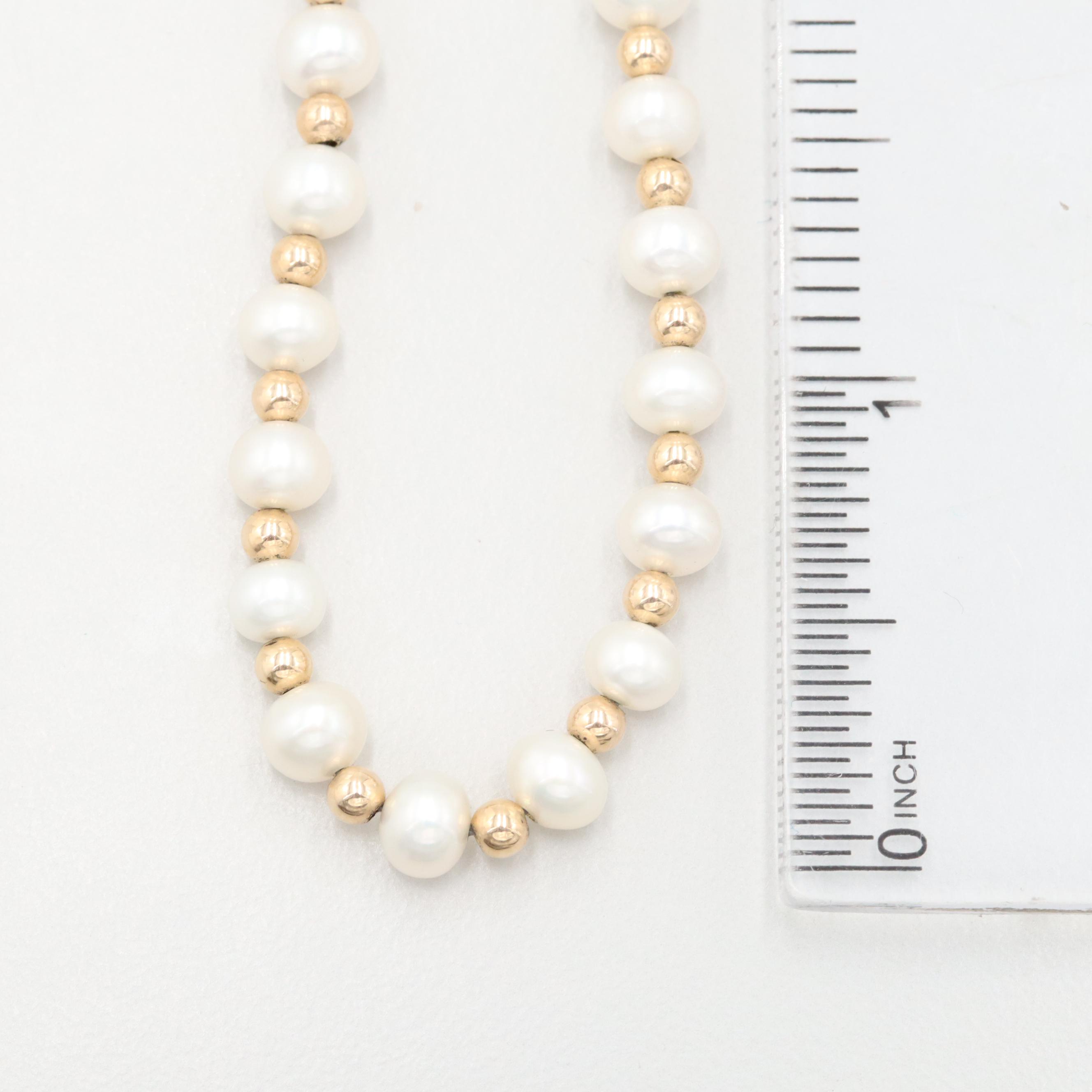 14K Yellow Gold Cultured Pearl Bracelet