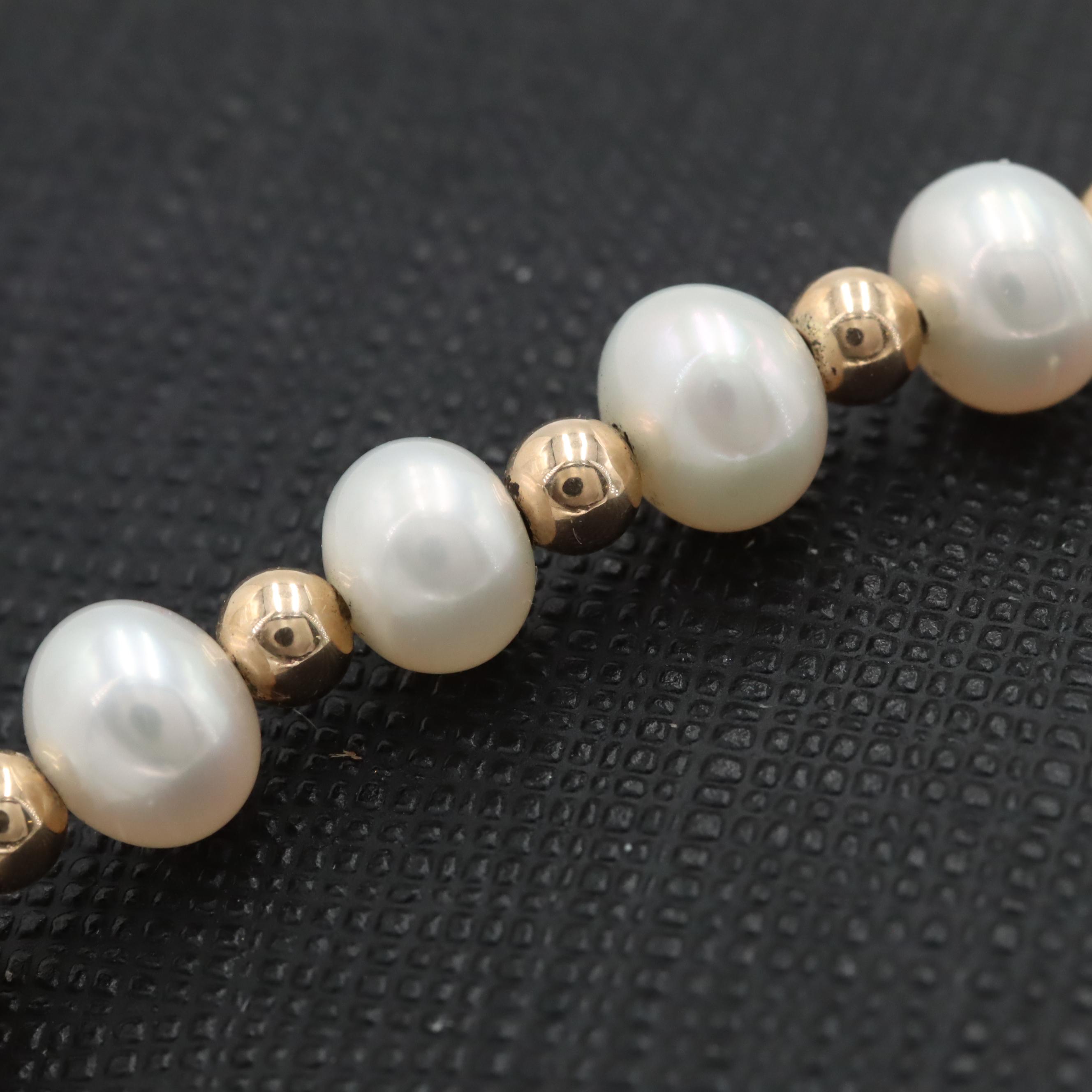 14K Yellow Gold Cultured Pearl Bracelet