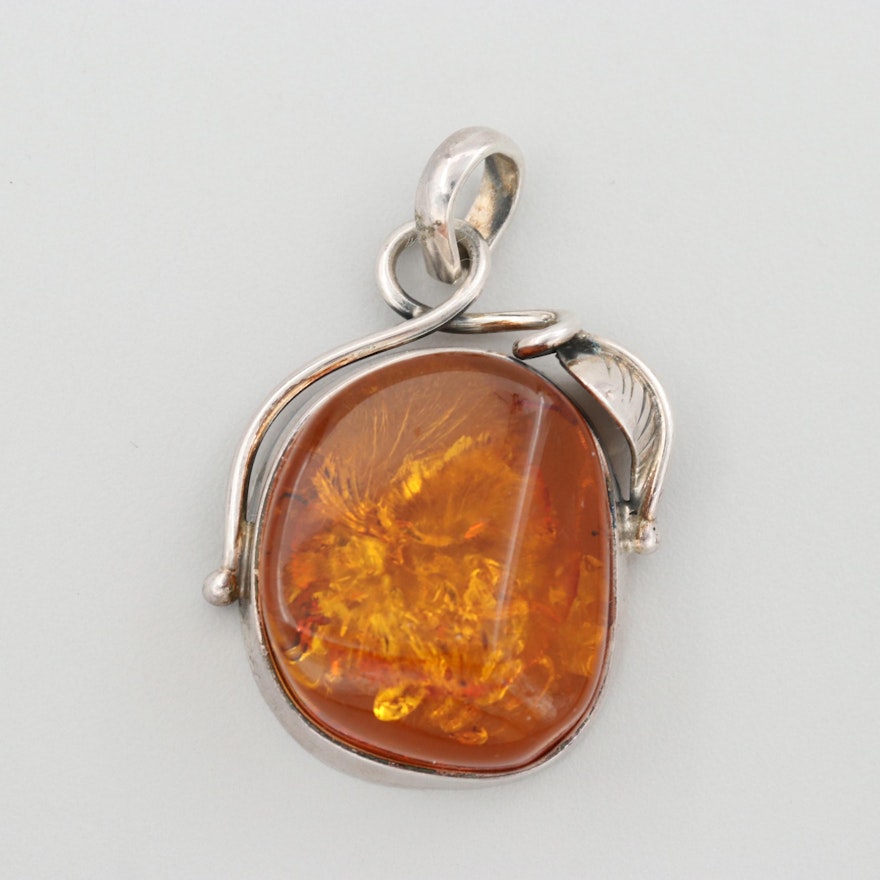 Sterling Silver Amber Pendant