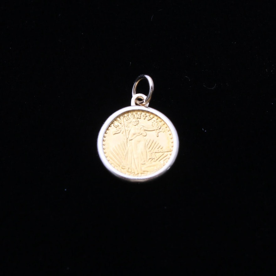 14K Yellow Gold Liberty Coin Pendant