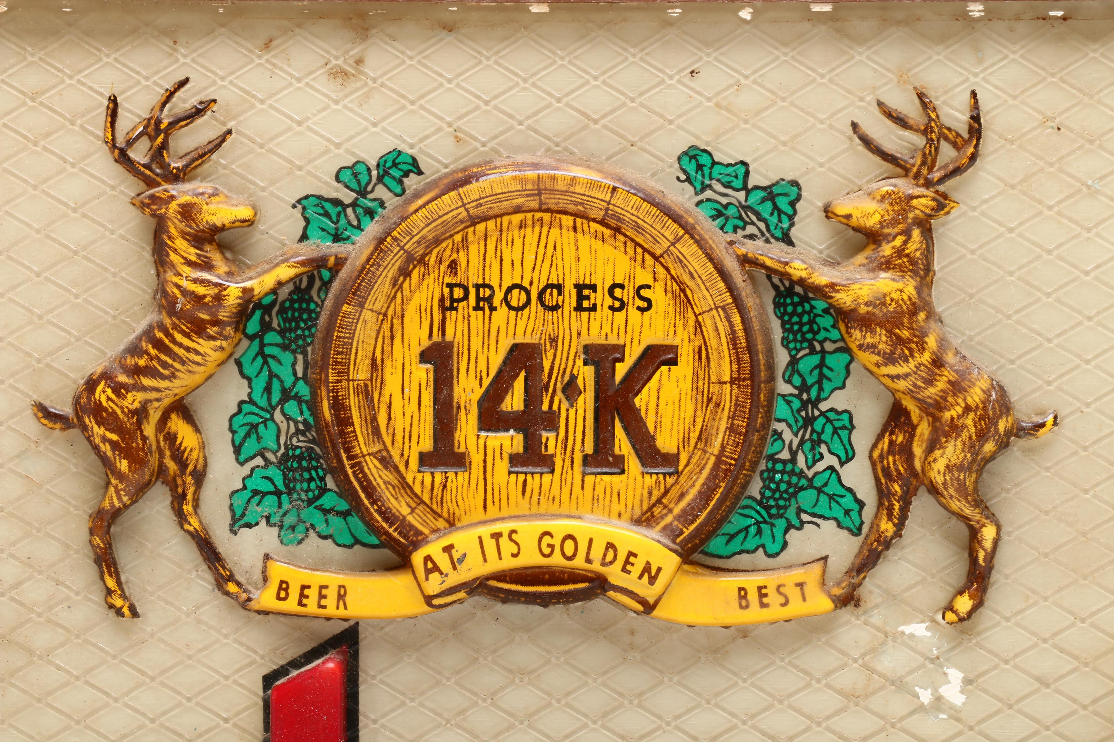 Hudepohl Beer "14K" Advertising Sign, Circa 1950s-1960s