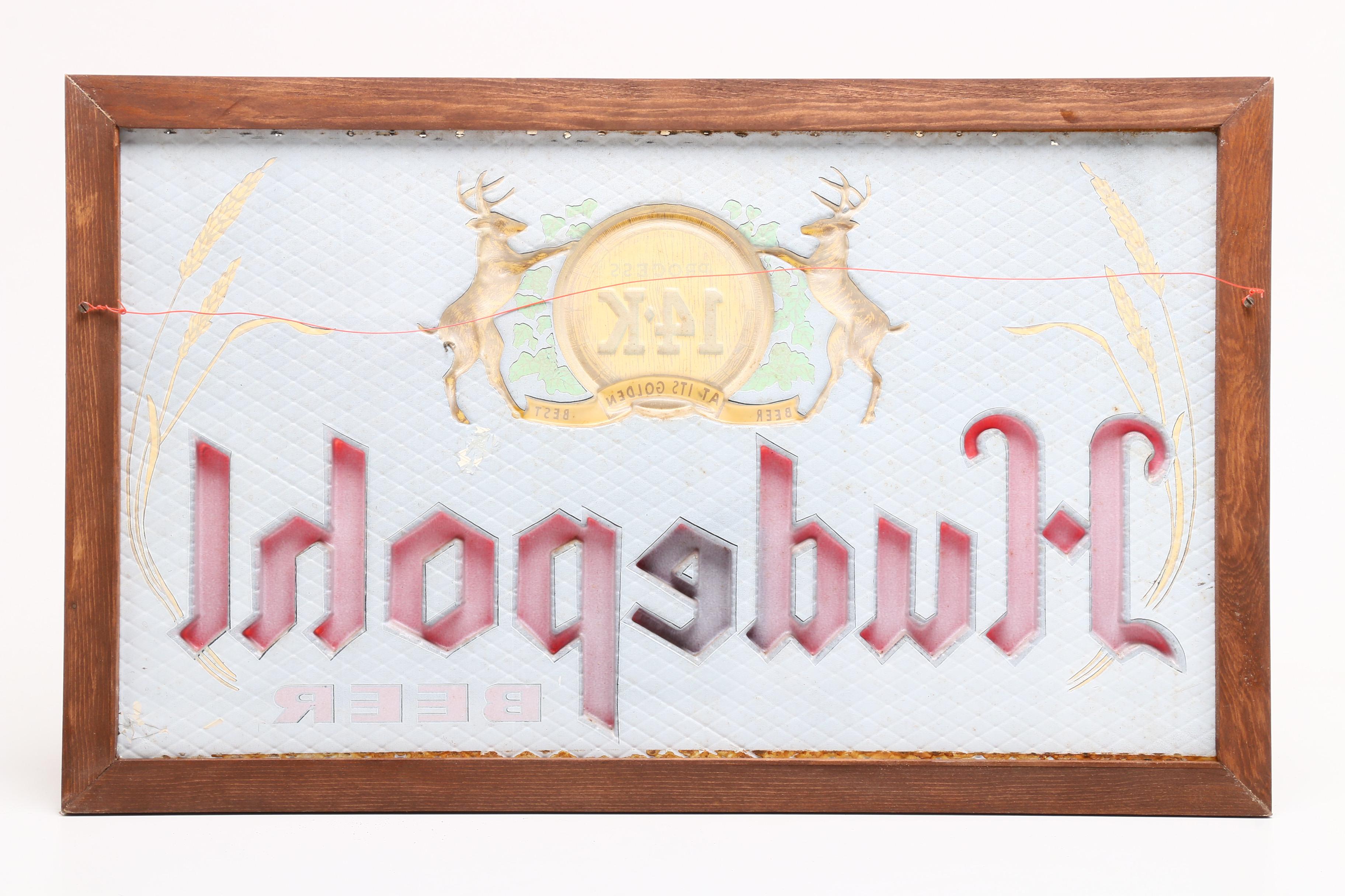 Hudepohl Beer "14K" Advertising Sign, Circa 1950s-1960s