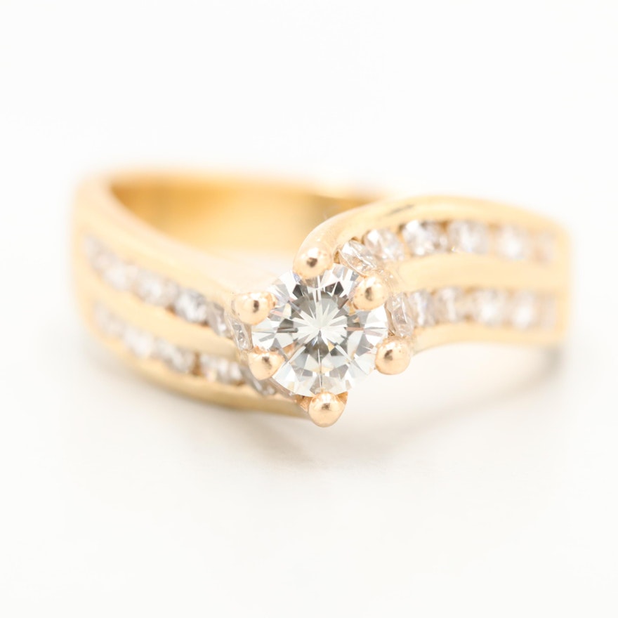 14K Yellow Gold 1.06 CTW Diamond Ring