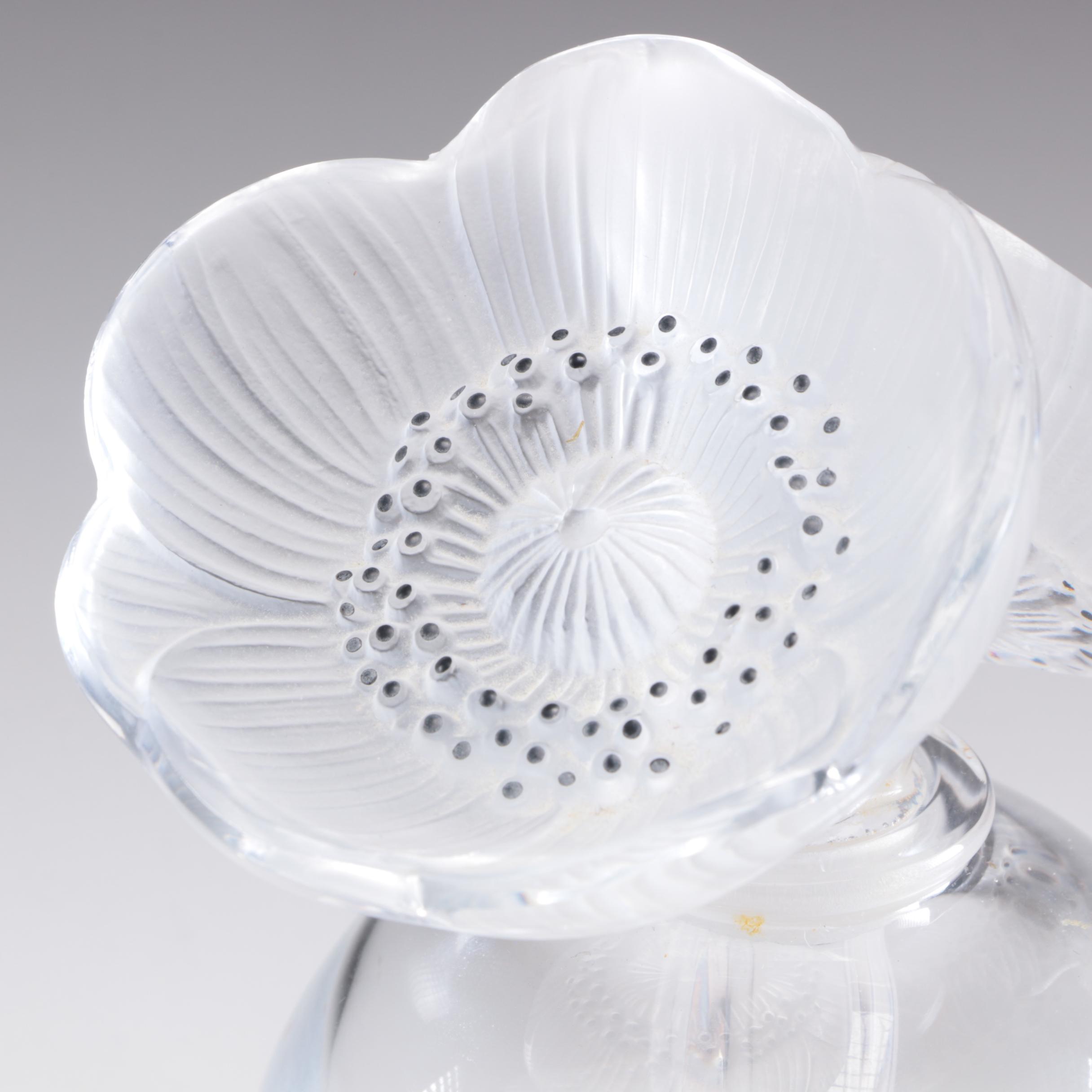 Lalique France Crystal Art Glass "Anemone" Perfume Bottle