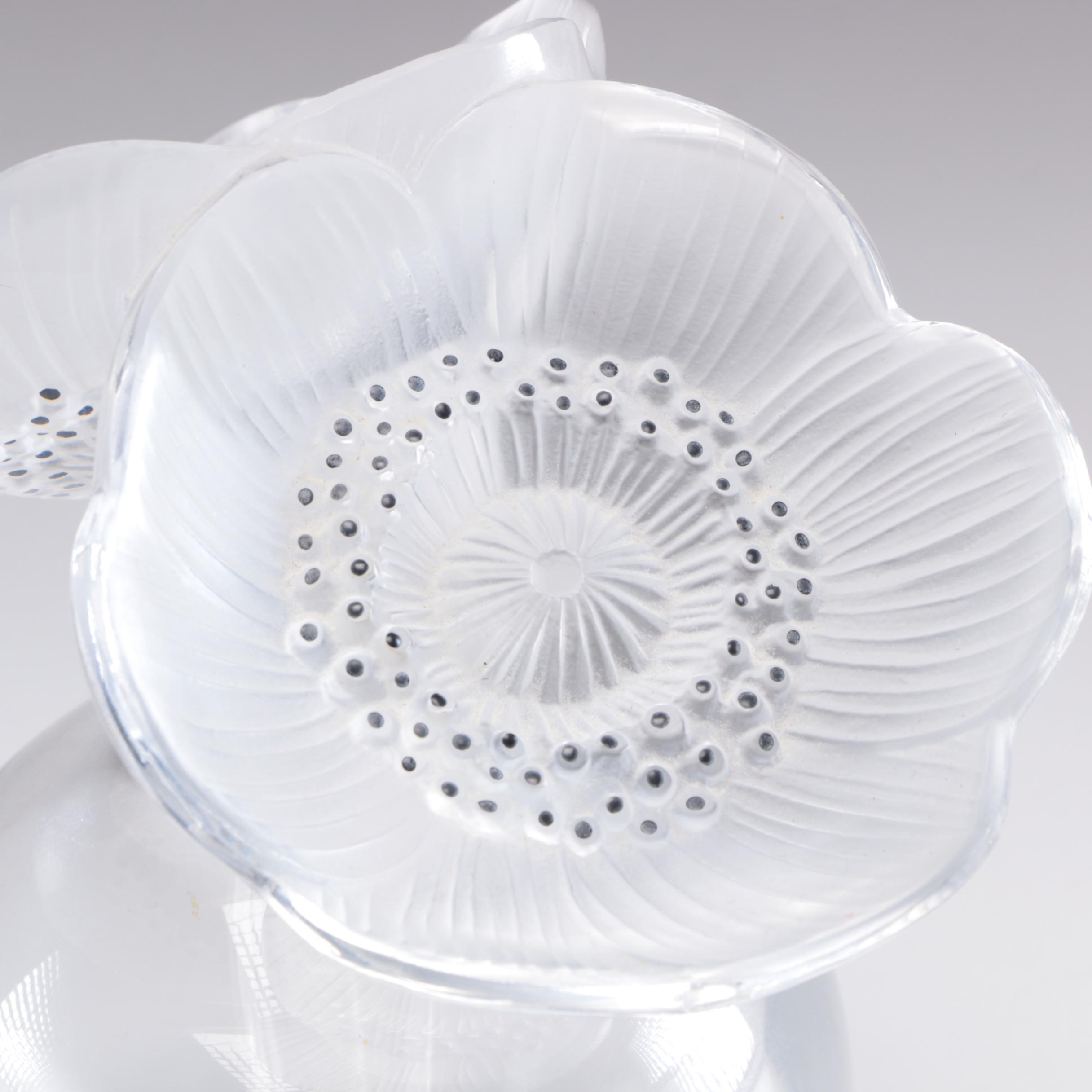 Lalique France Crystal Art Glass "Anemone" Perfume Bottle