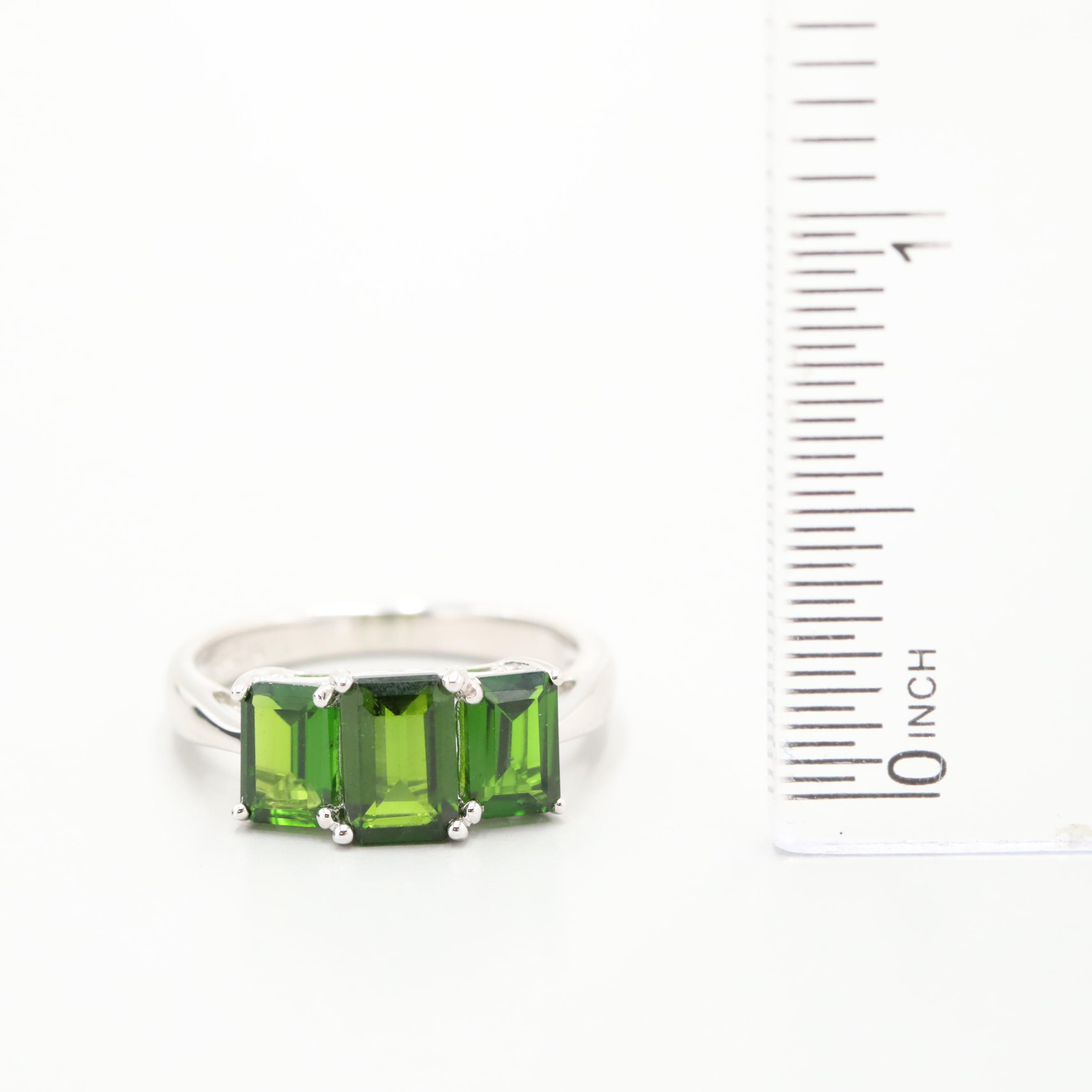 Sterling Silver Diopside Bracelet and Ring
