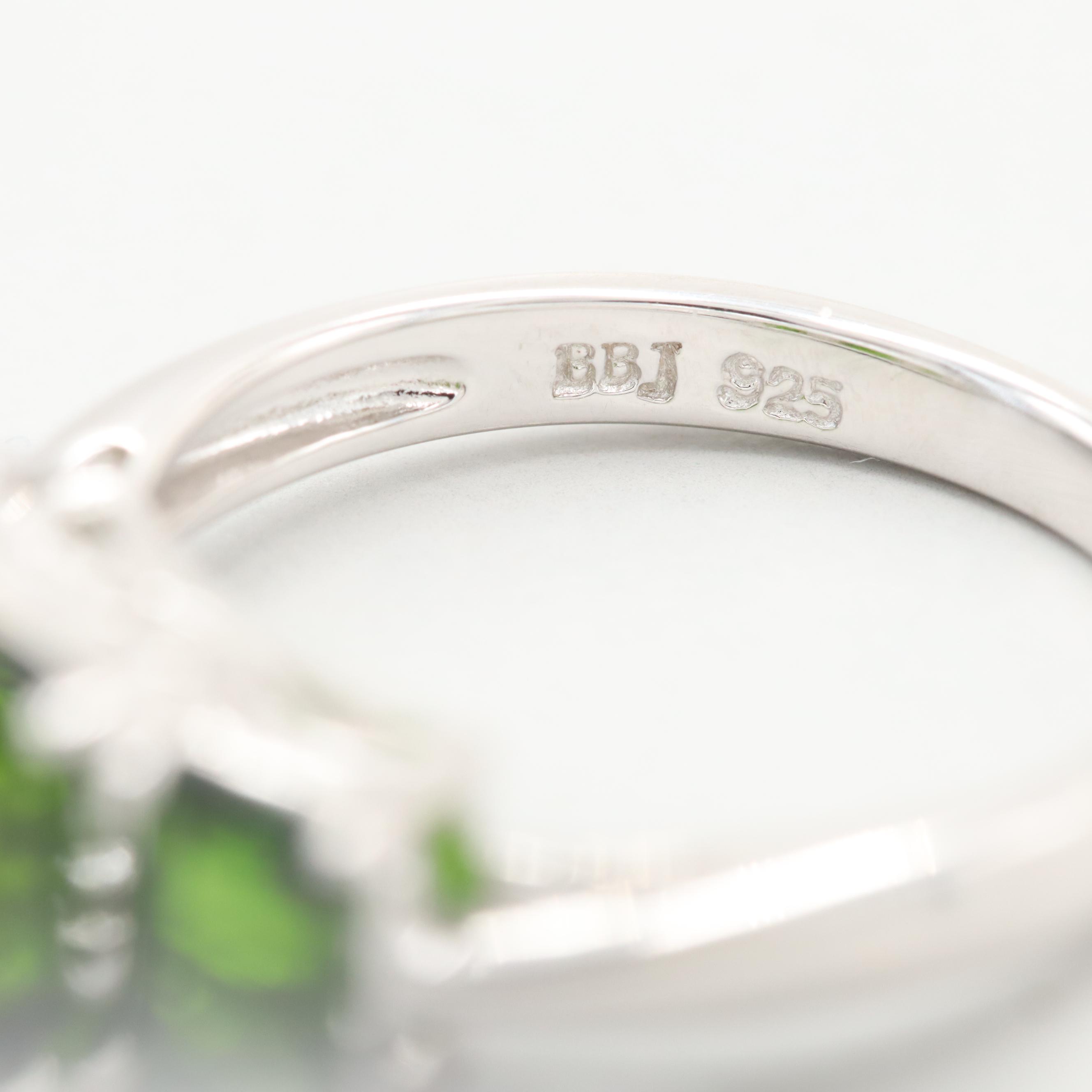 Sterling Silver Diopside Bracelet and Ring