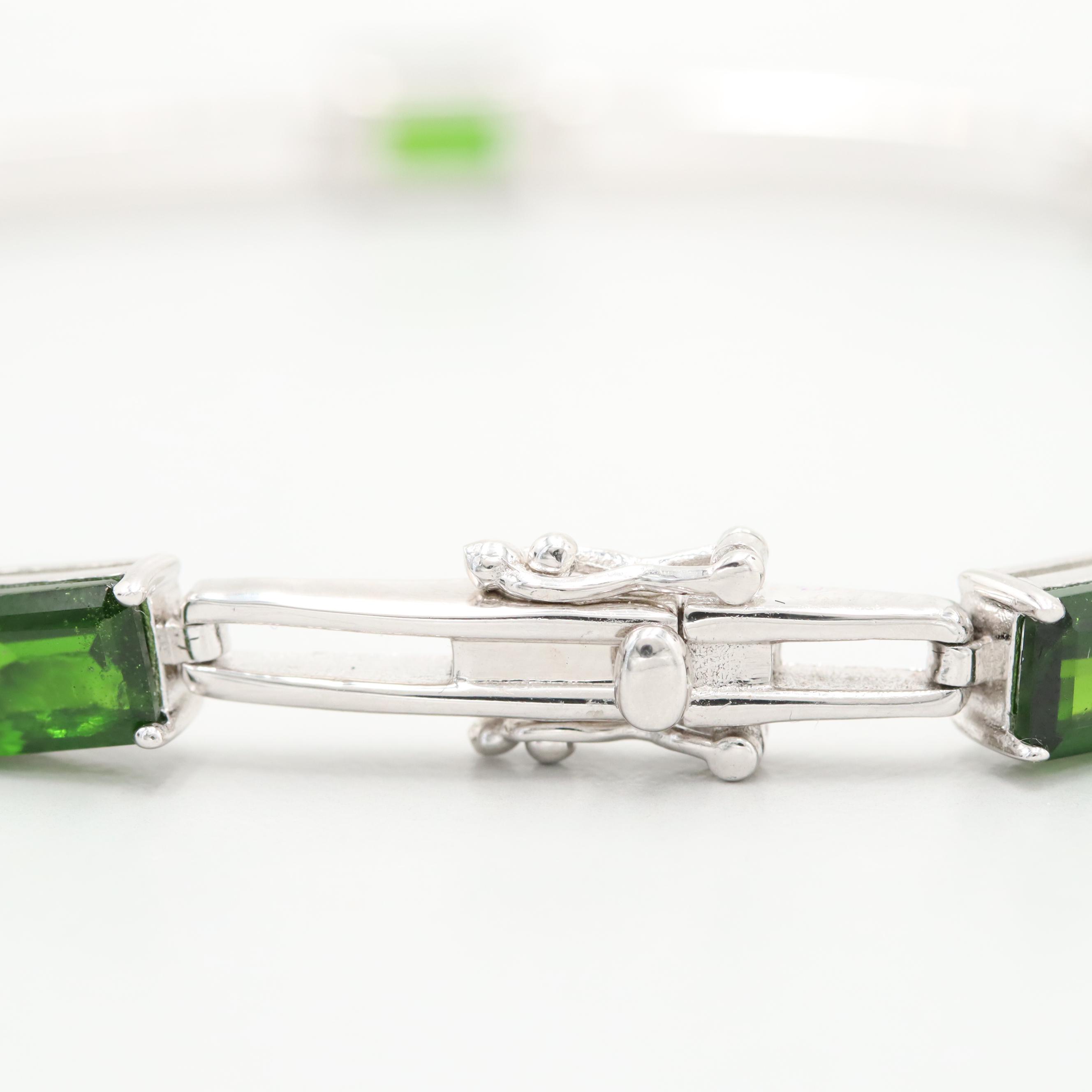 Sterling Silver Diopside Bracelet and Ring