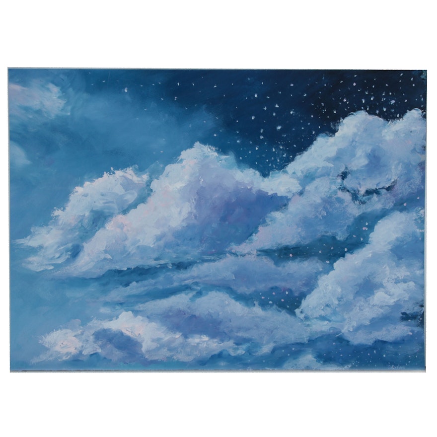 Galitsino Oil Painting of Clouds in the Dark Sky