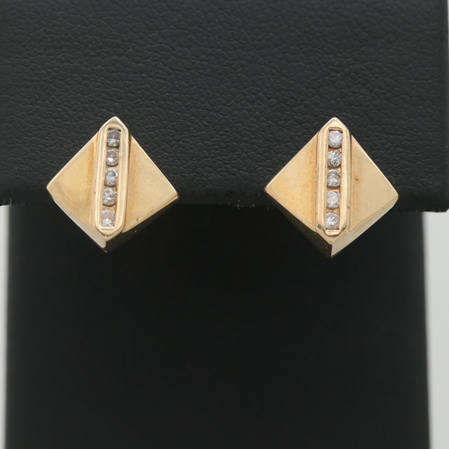 14K Yellow Gold Diamond Earrings